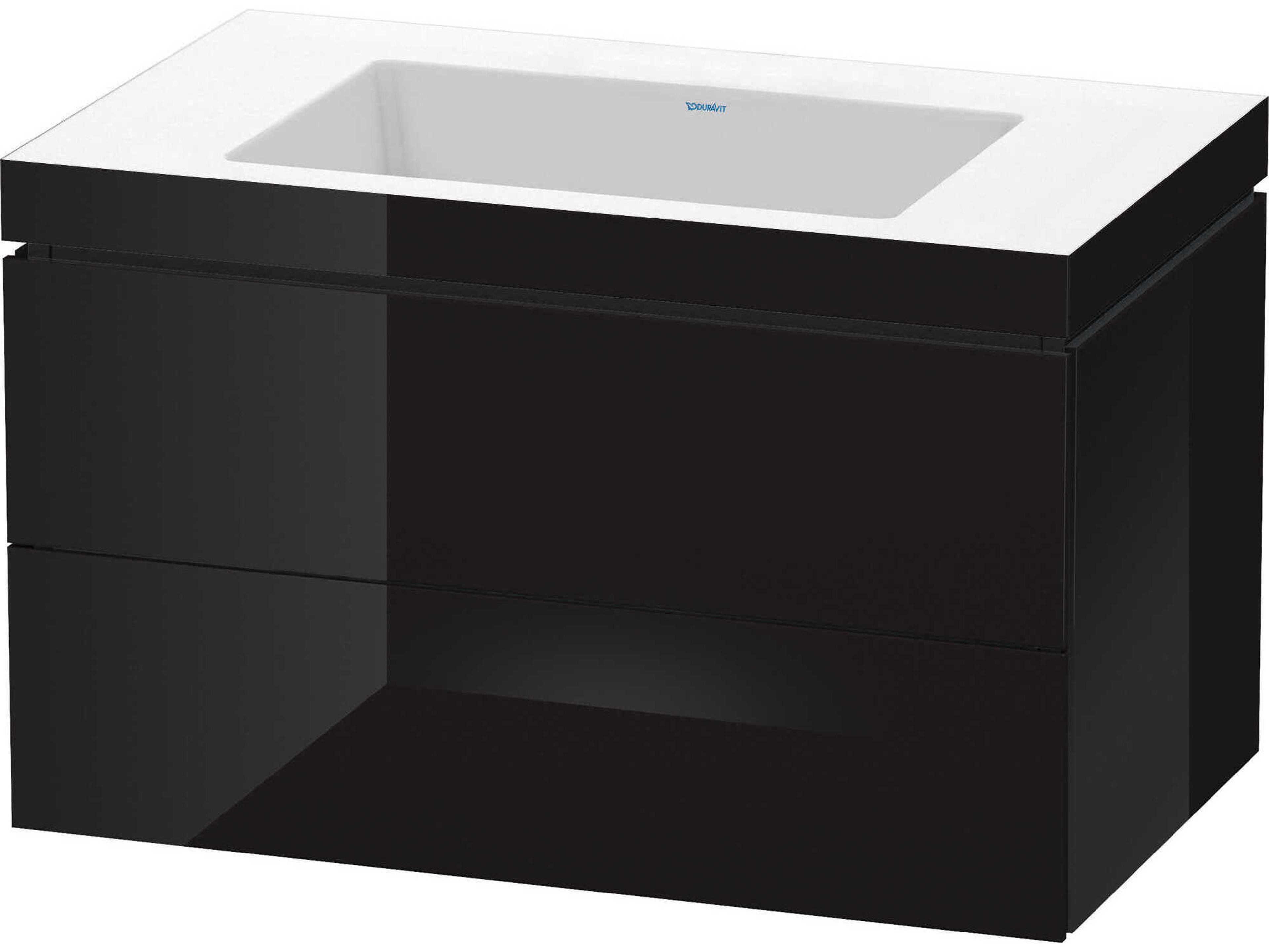 L-cube 32'' Two Drawer Black High Gloss Wall-Mounted Vanity Unit