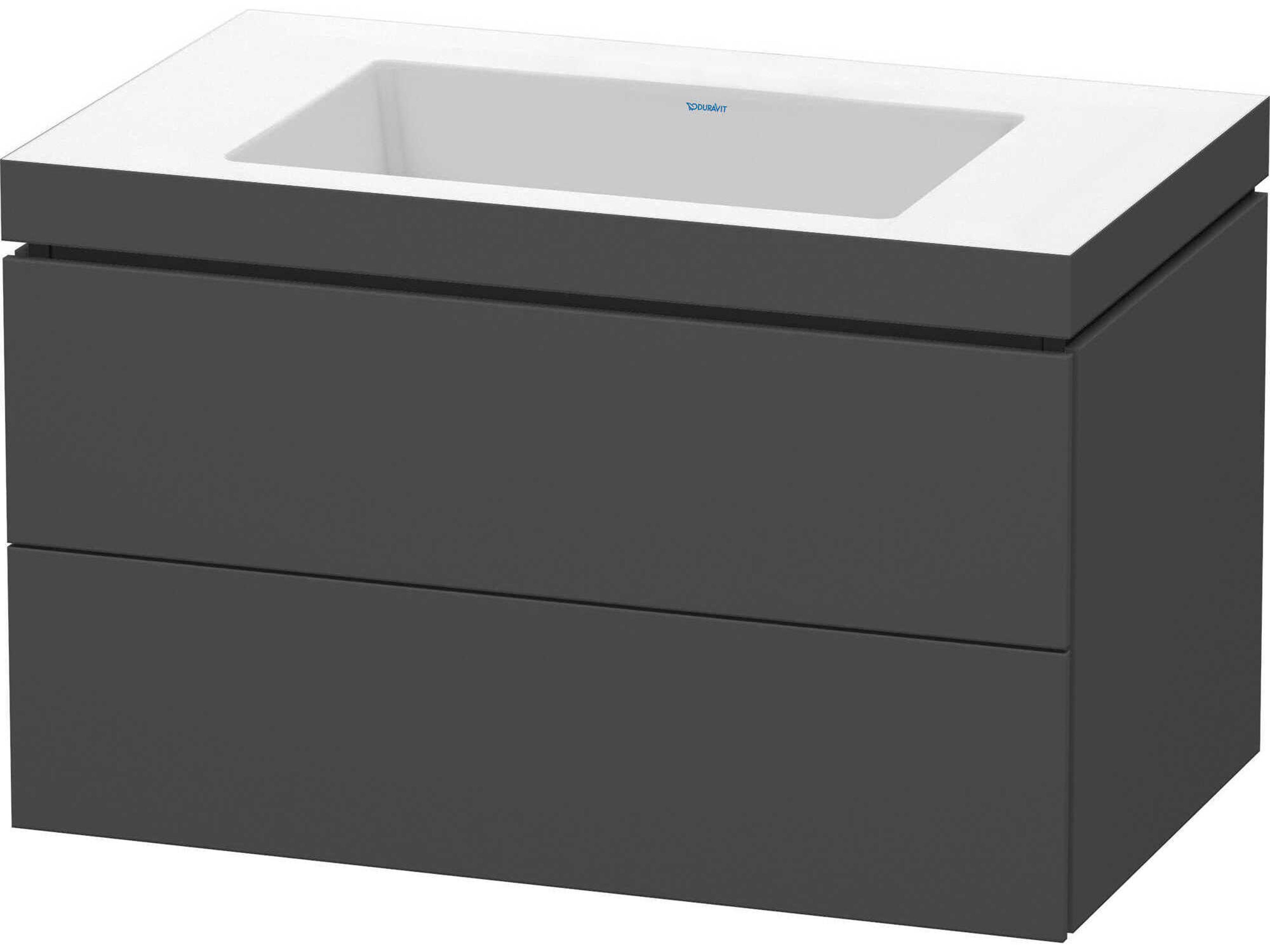 L-cube 32'' Two Drawer Graphite Matt Wall-Mounted Vanity Unit