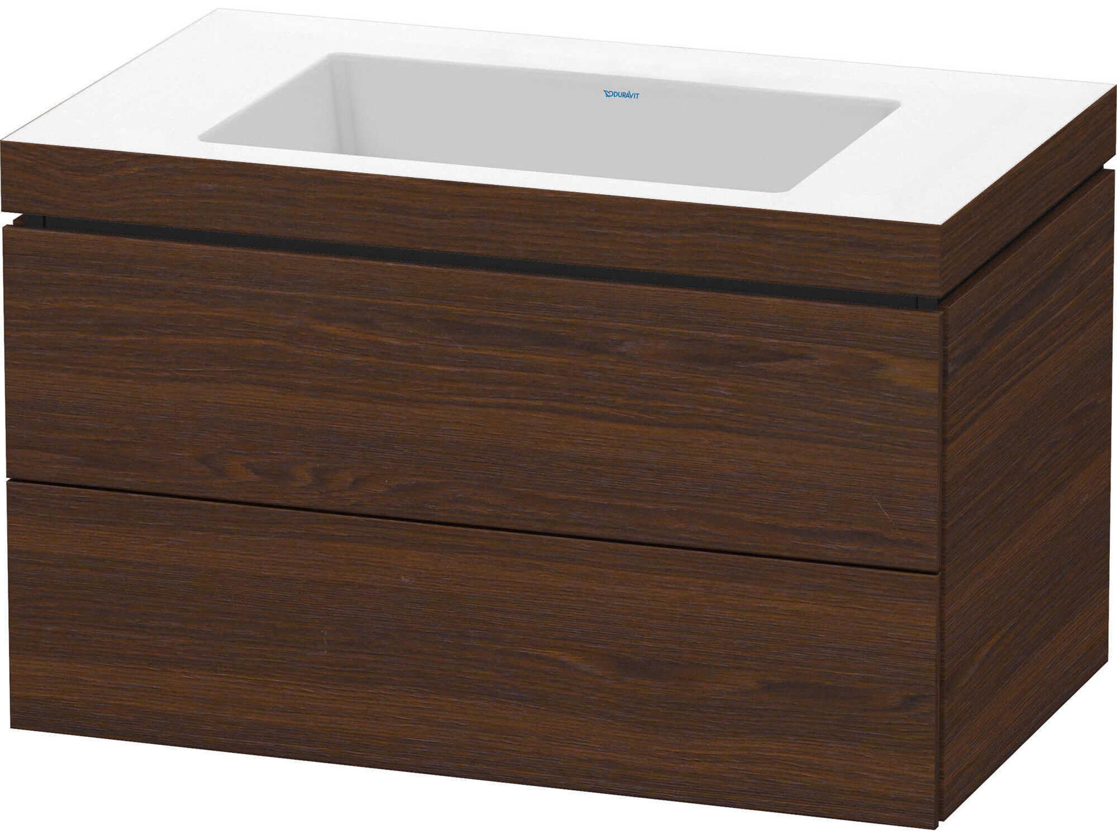 L-cube 32'' Two Walnut (Brushed) Matt Wall-Mounted Vanity Unit