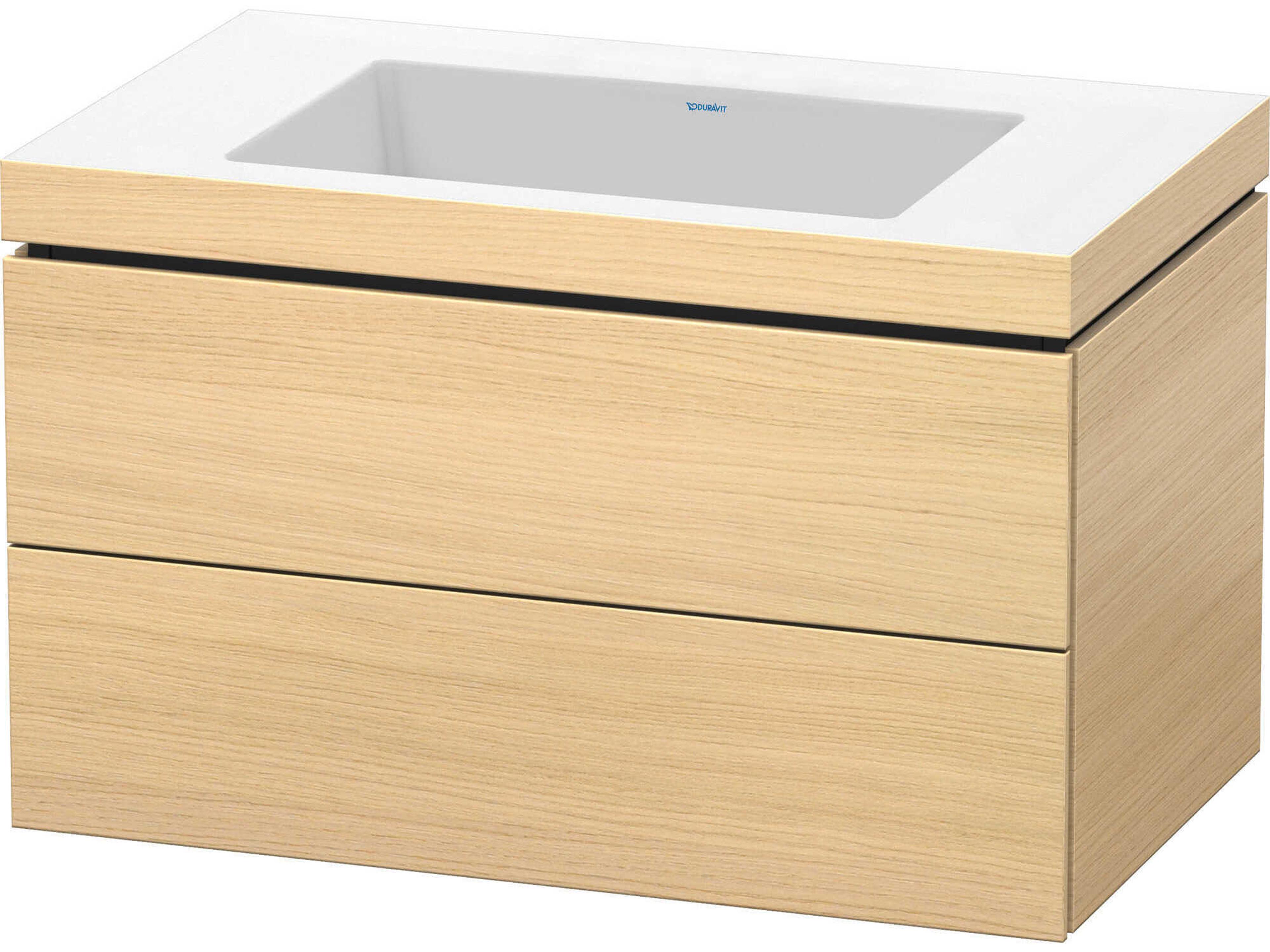 L-cube 32'' Two Drawer Mediterranean Oak Matt Wall-Mounted Vanity Unit