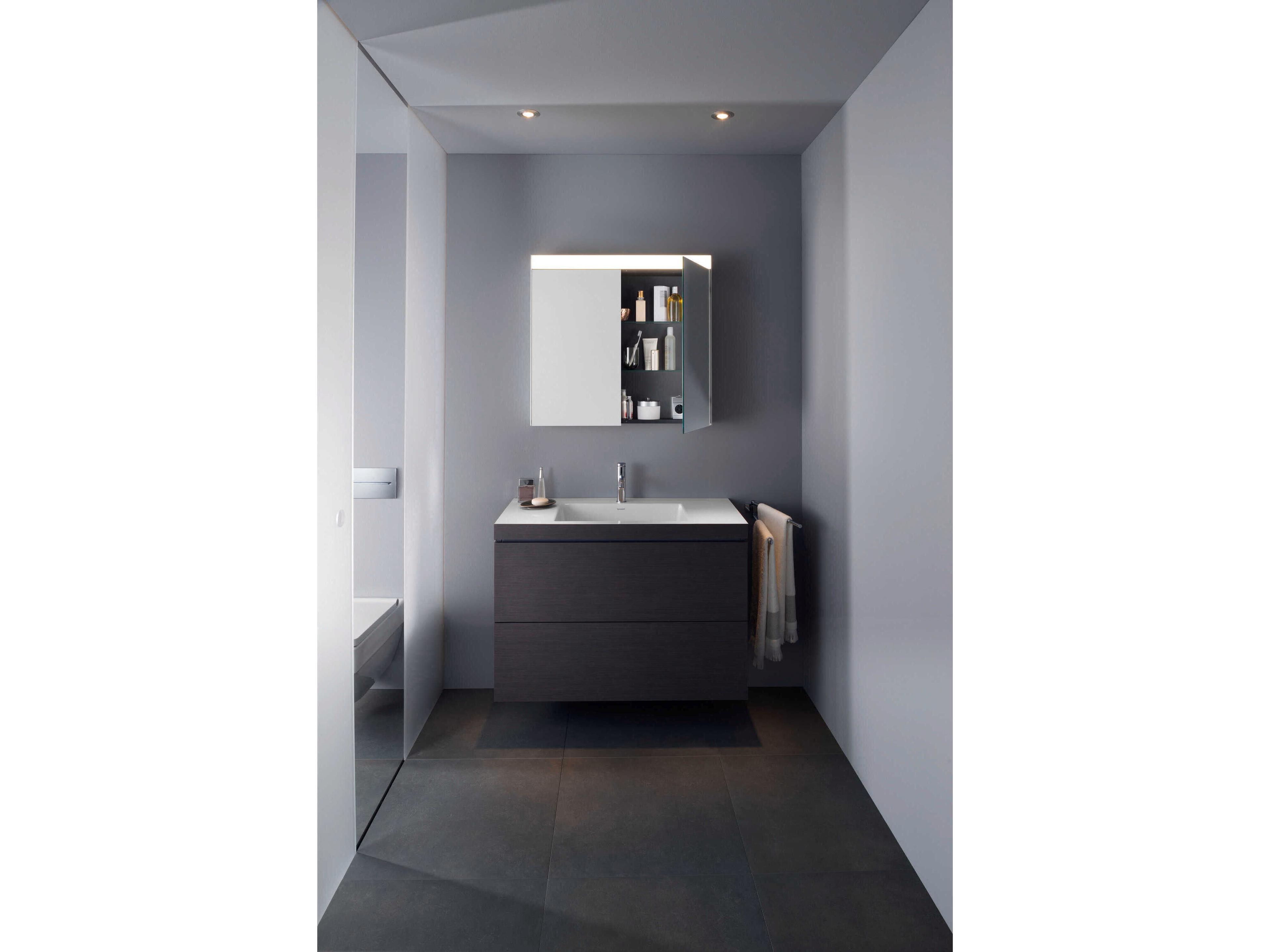 Duravit L-cube 32'' Two Drawer Black Oak Matt Wall-Mounted Vanity Unit