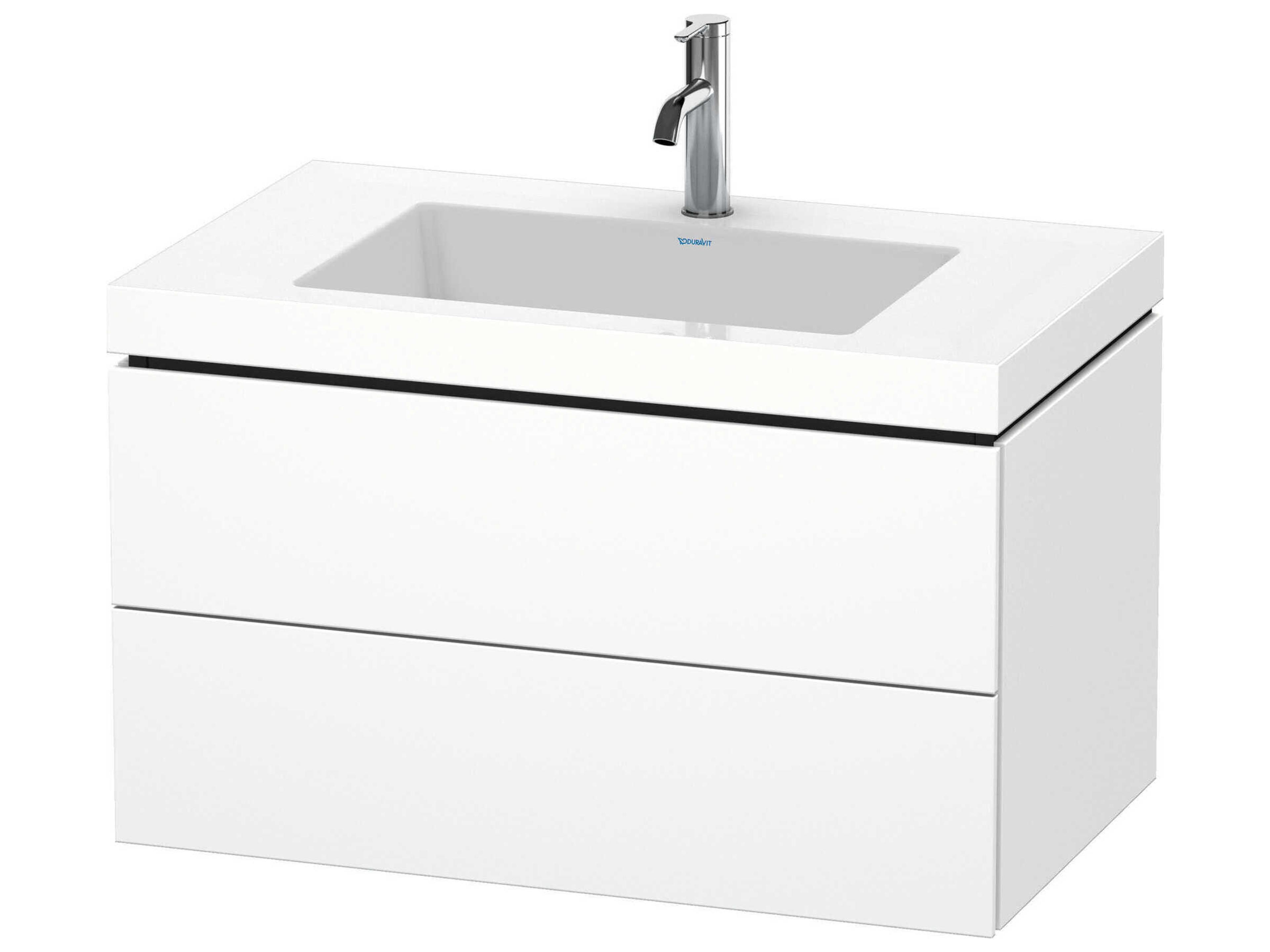 L-cube 32'' Two Drawer White Matt Wall-Mounted Vanity Unit