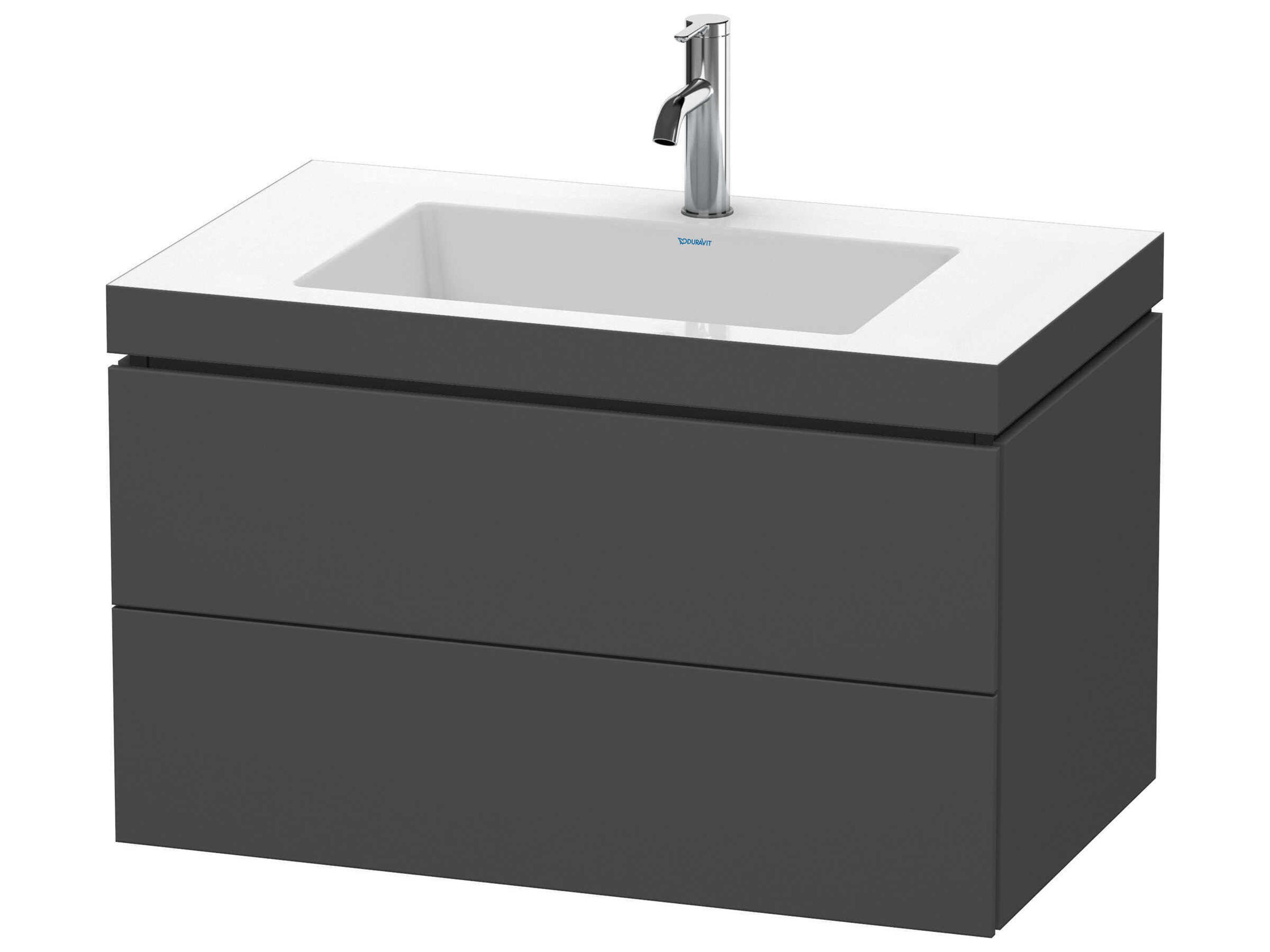 Duravit L-cube 32'' Two Drawer Graphite Matt Wall-Mounted Vanity Unit