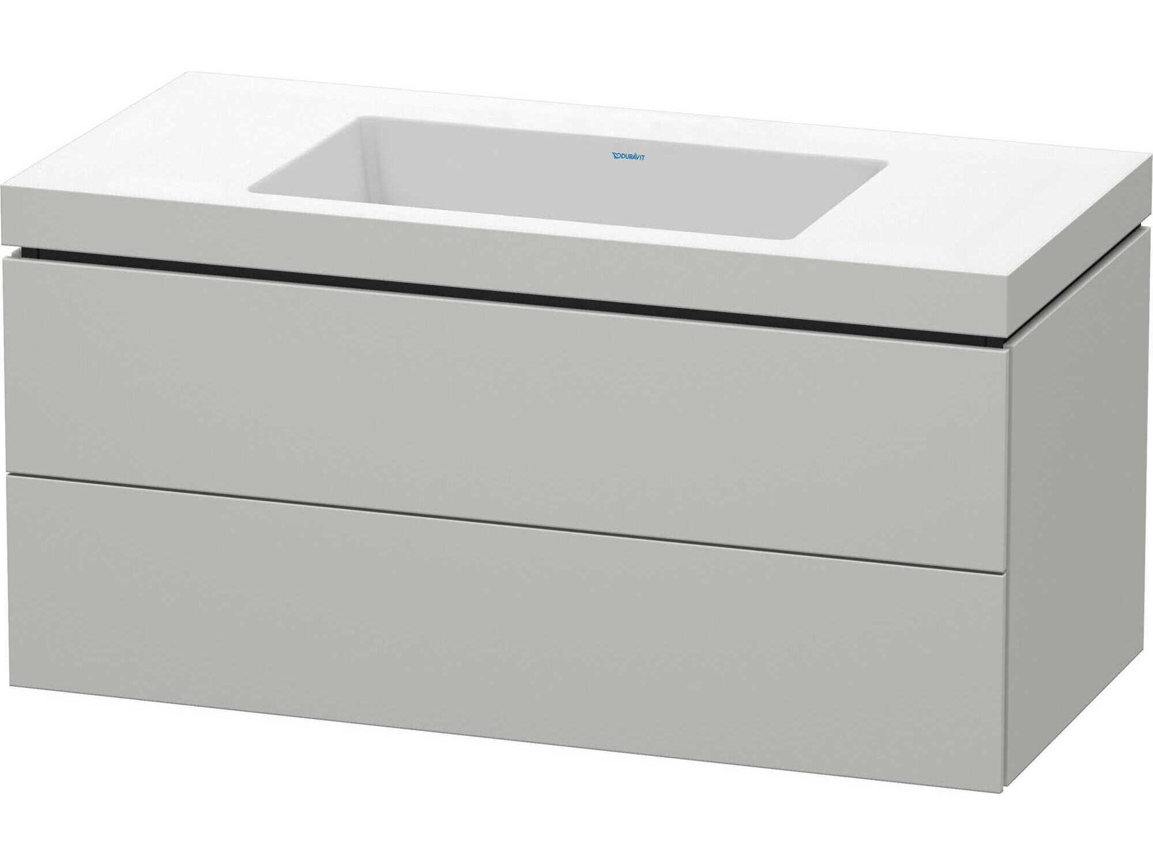 Duravit L-cube 39'' Two Drawer Concrete Gray Matt Wall-Mounted Vanity Unit