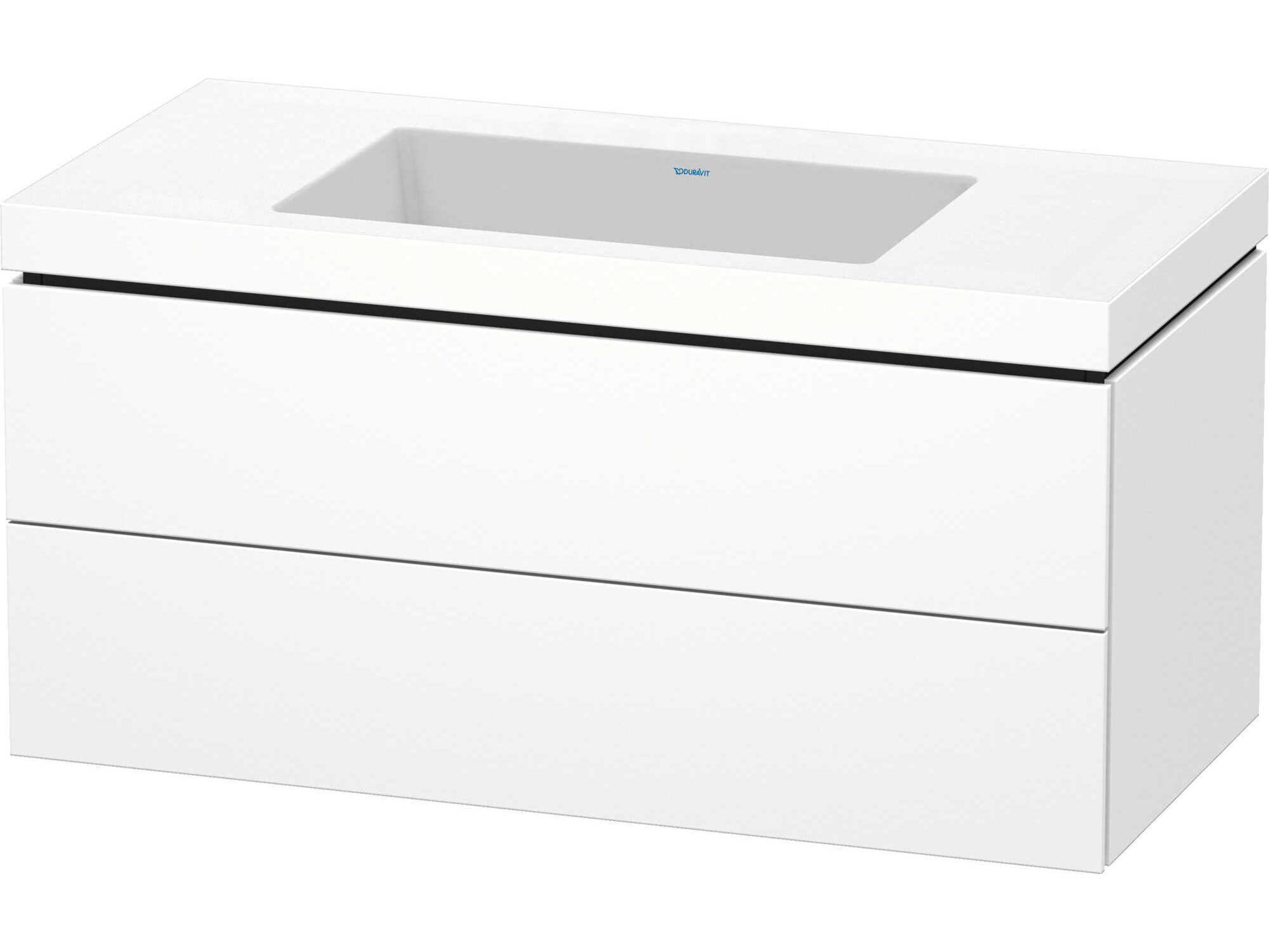 L-cube 39'' Two Drawer White Matt Wall-Mounted Vanity Unit