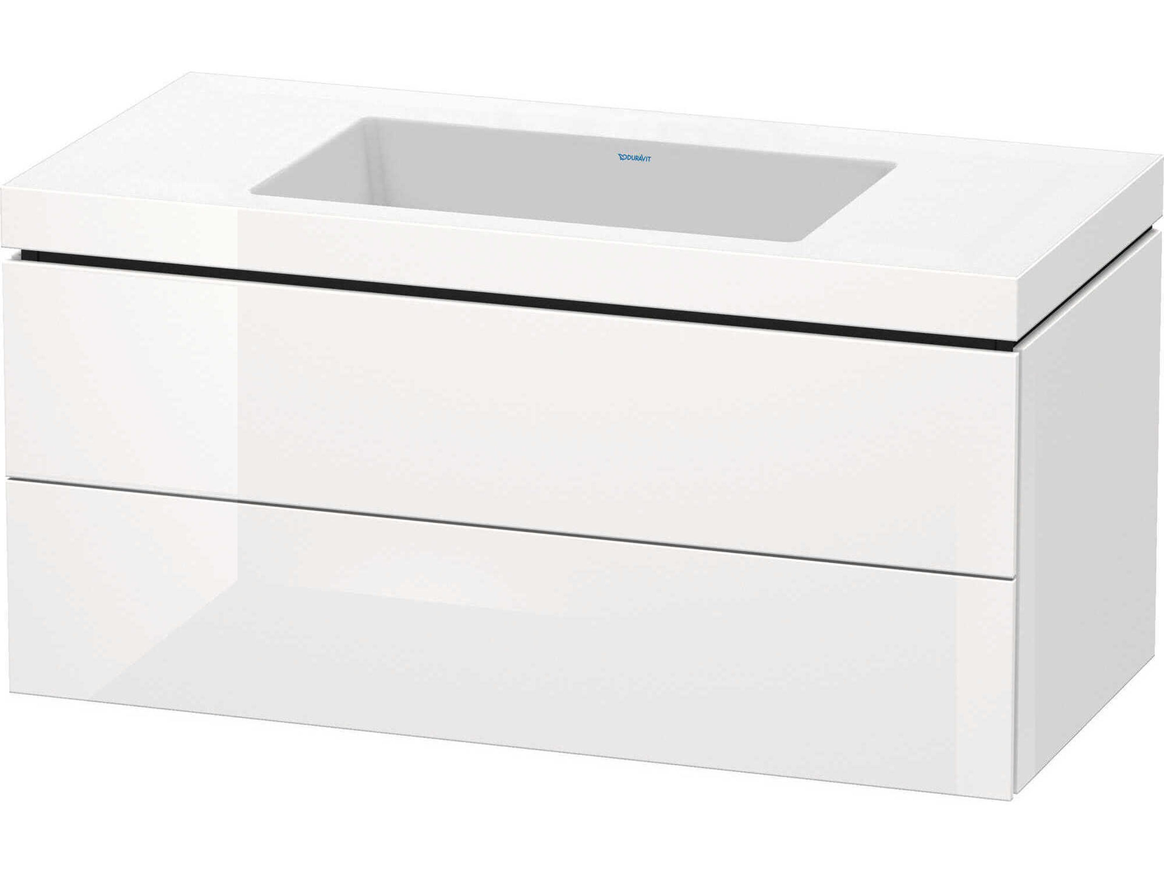 L-cube 39'' Two Drawer White High Gloss Wall-Mounted Vanity Unit