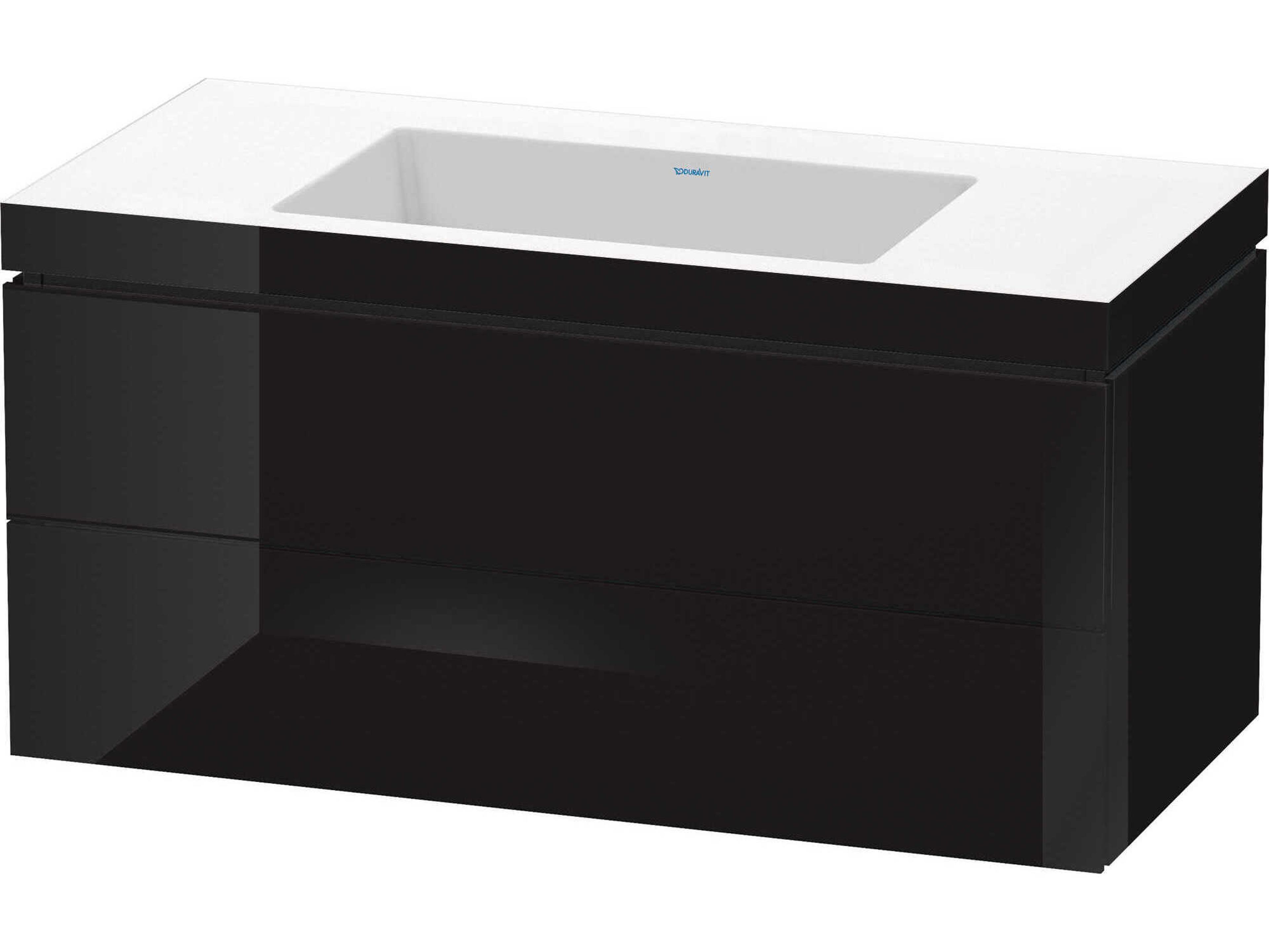 L-cube 39'' Two Drawer Black High Gloss Wall-Mounted Vanity Unit