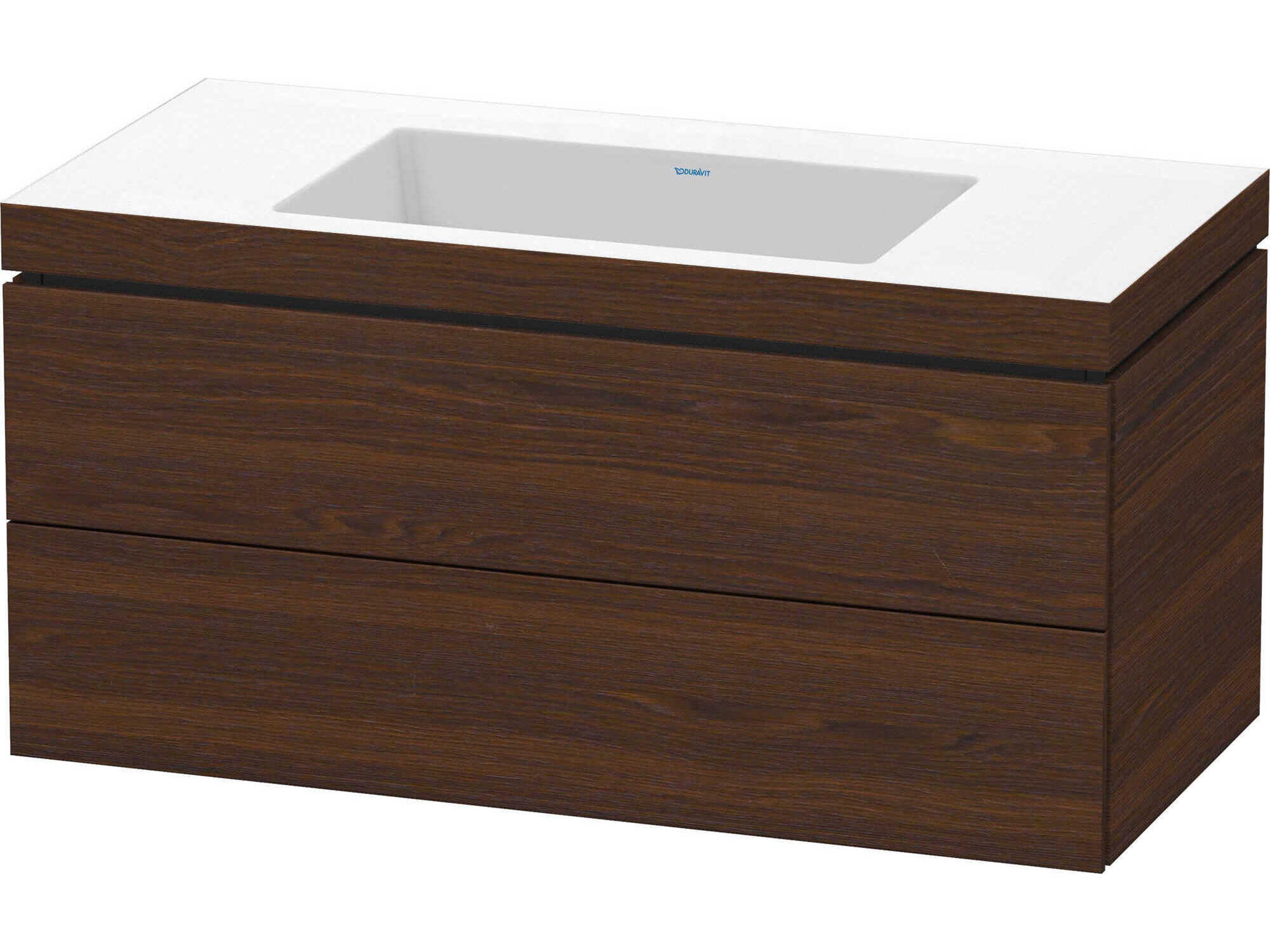 L-cube 39'' Two Walnut (Brushed) Matt Wall-Mounted Vanity Unit