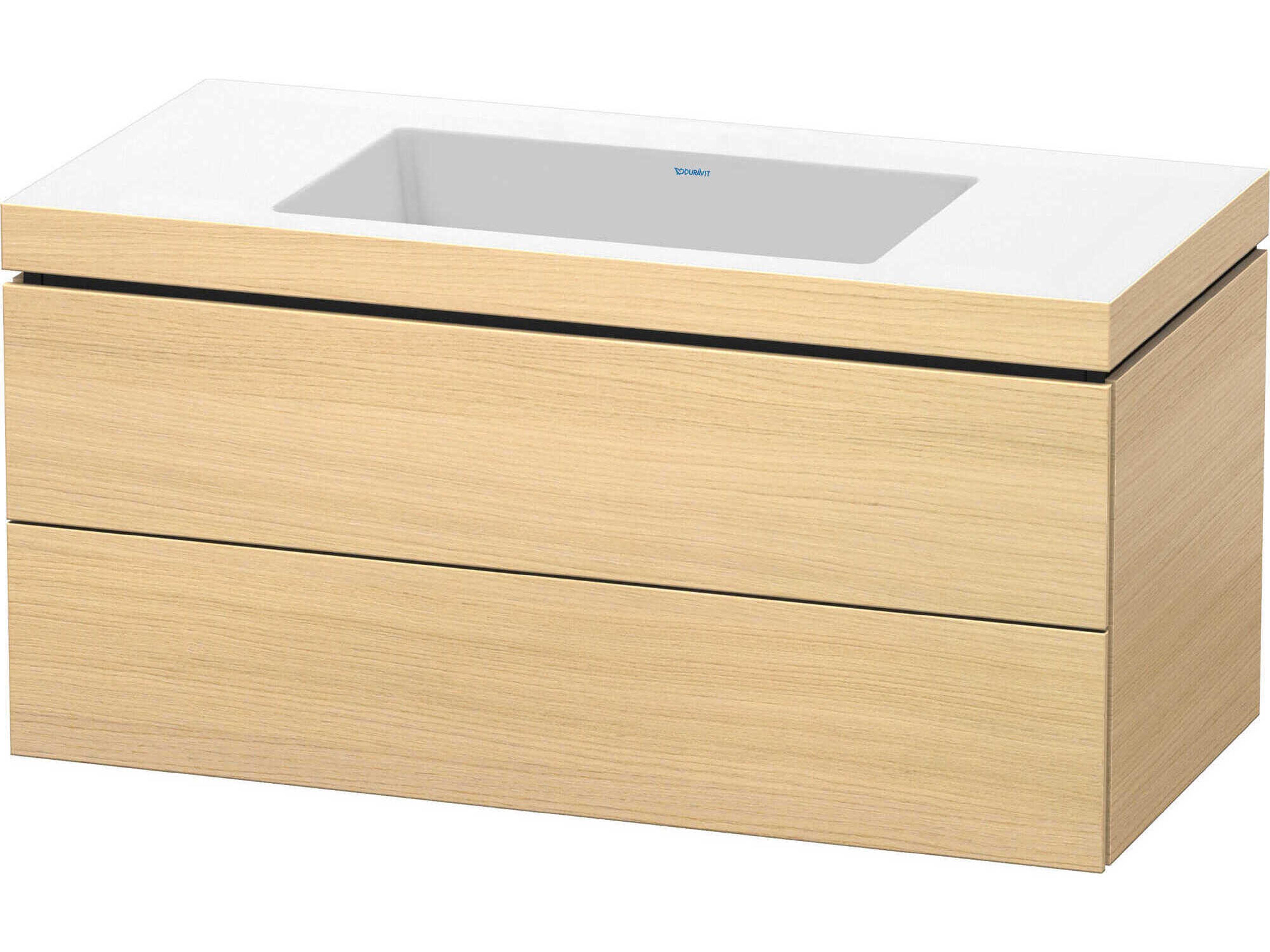 L-cube 39'' Two Drawer Mediterranean Oak Matt Wall-Mounted Vanity Unit