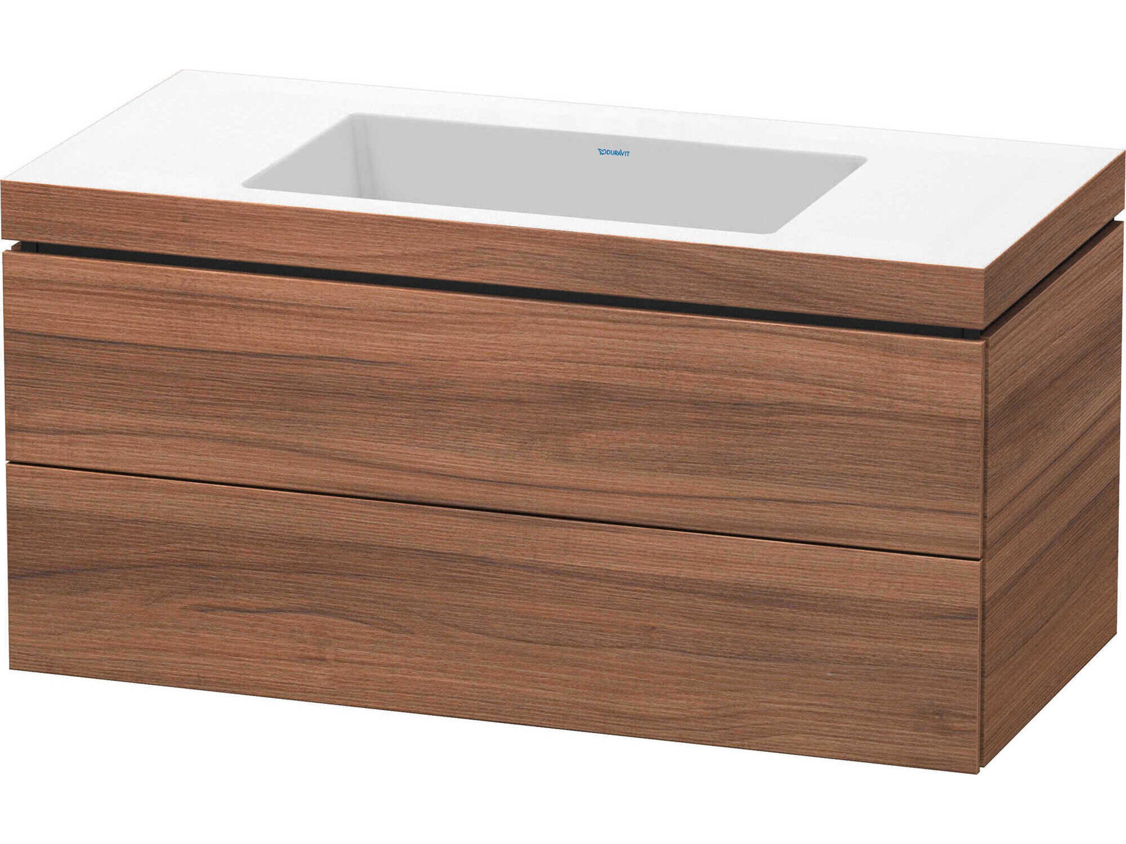 L-cube 39'' Two Drawer Walnut Matt Wall-Mounted Vanity Unit