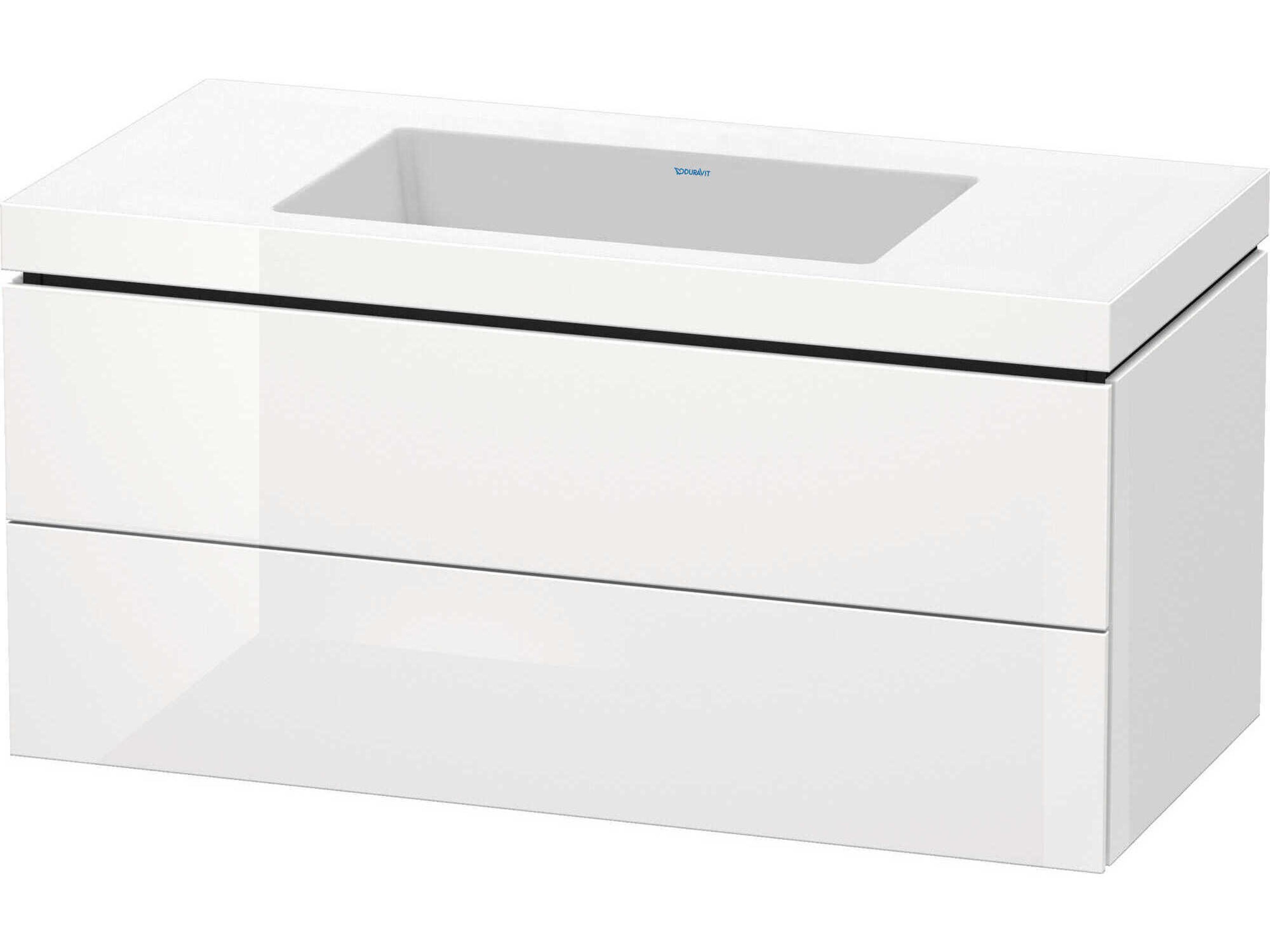 L-cube 39'' Two Drawer White High Gloss (Lacquer) Wall-Mounted Vanity Unit
