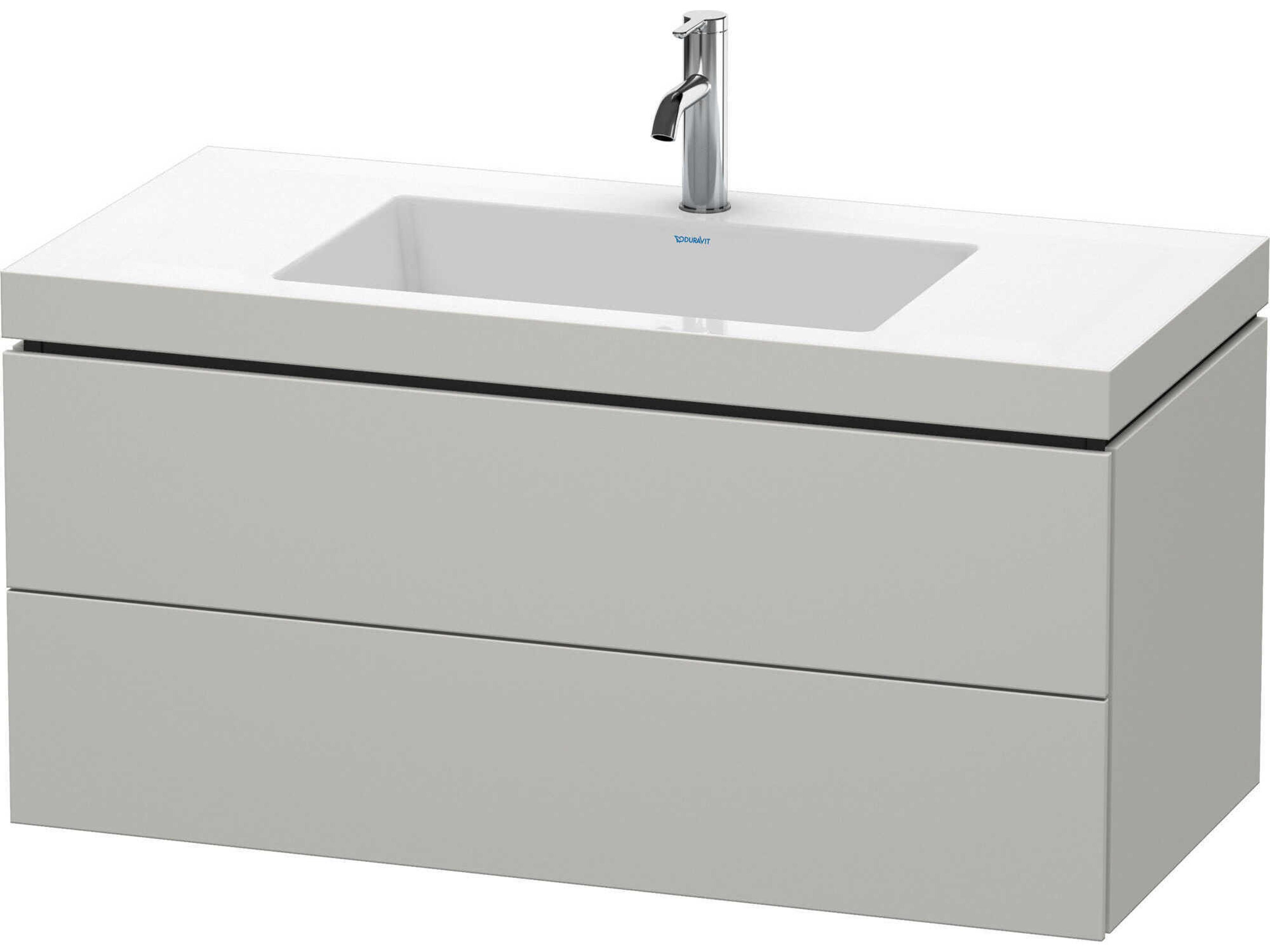 L-cube 39'' Two Drawer Concrete Gray Matt Wall-Mounted Vanity Unit