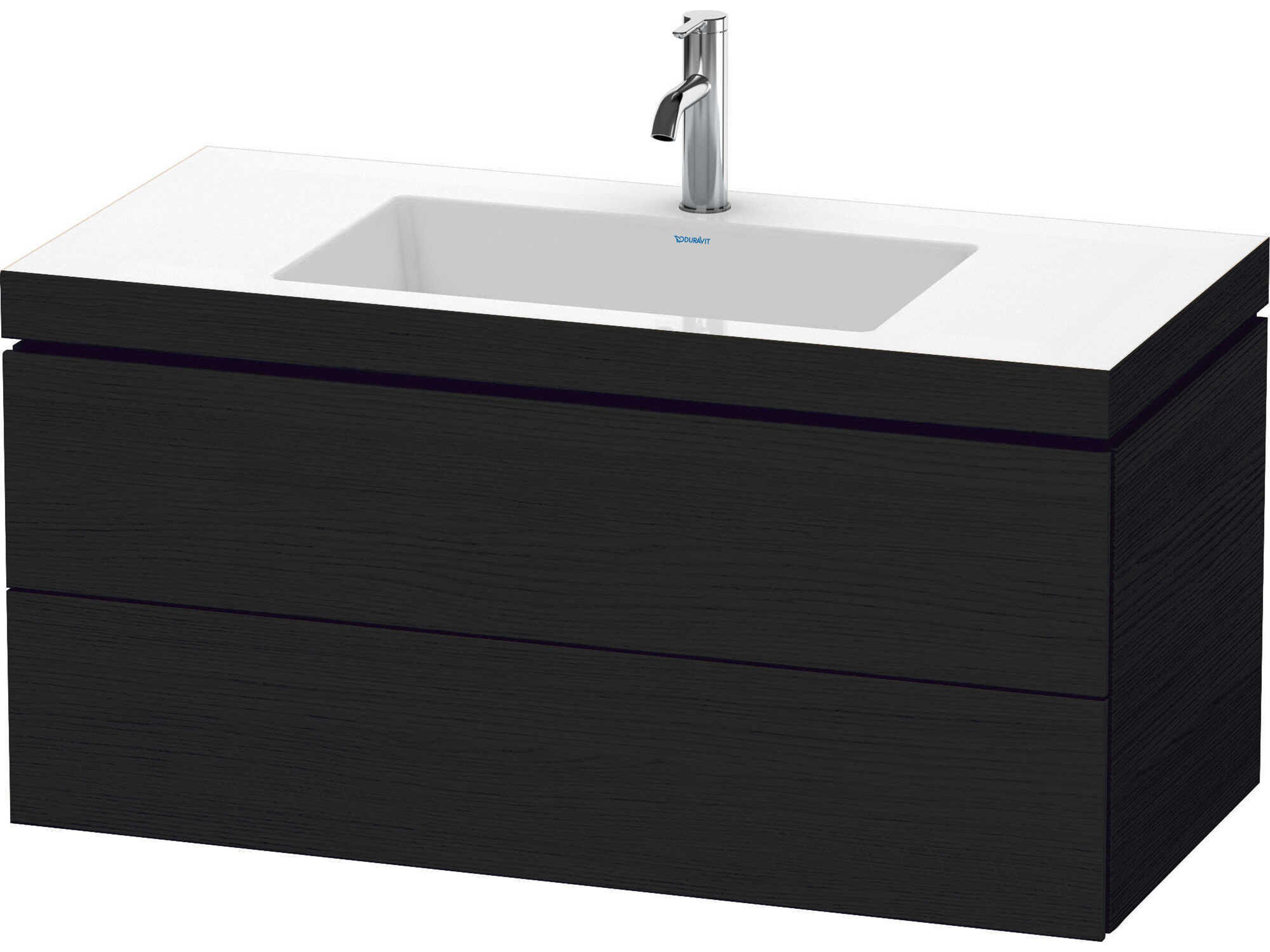 L-cube 39'' Two Drawer Black Oak Matt Wall-Mounted Vanity Unit