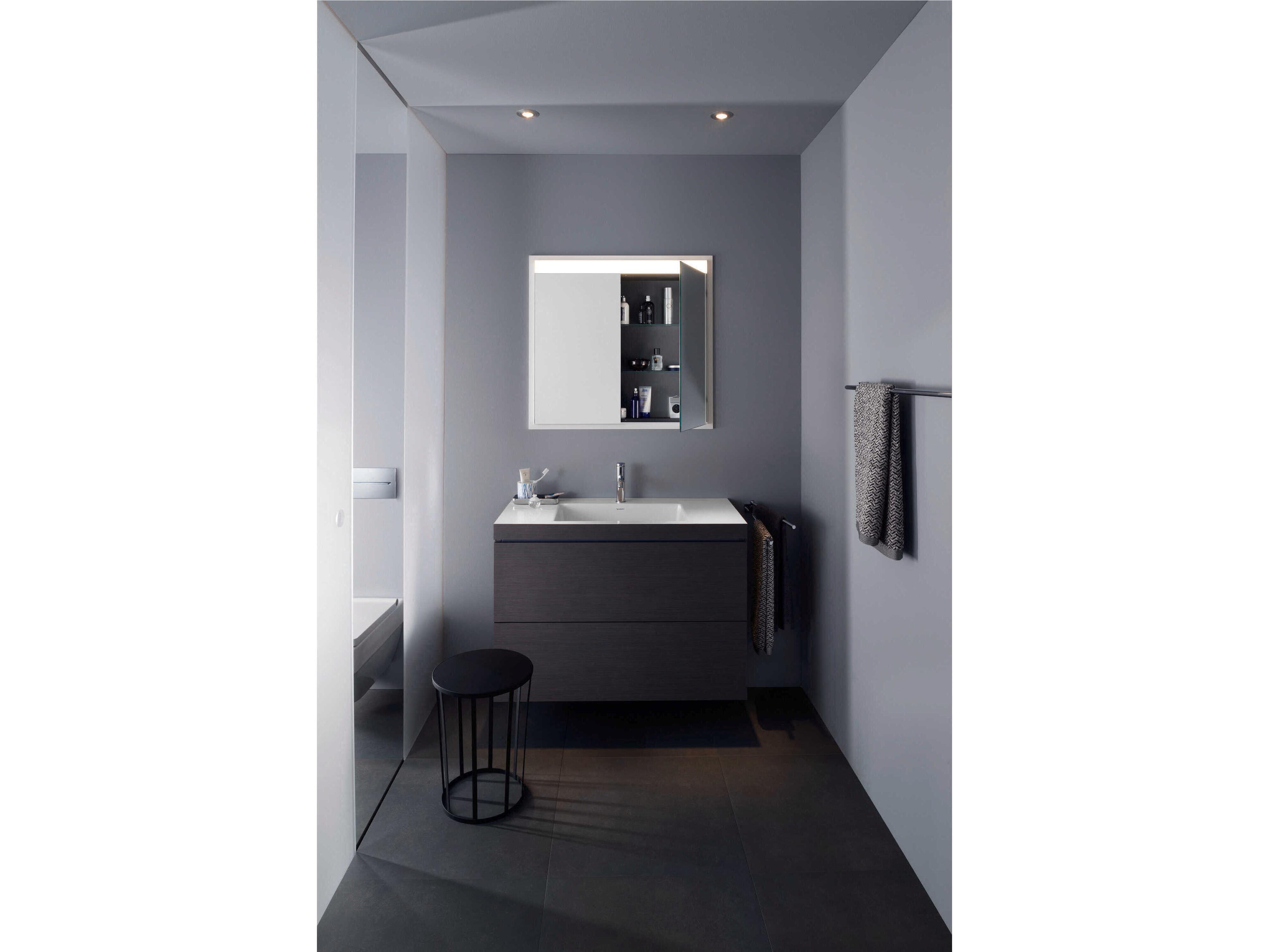 Duravit L-cube 39'' Two Drawer Black Oak Matt Wall-Mounted Vanity Unit