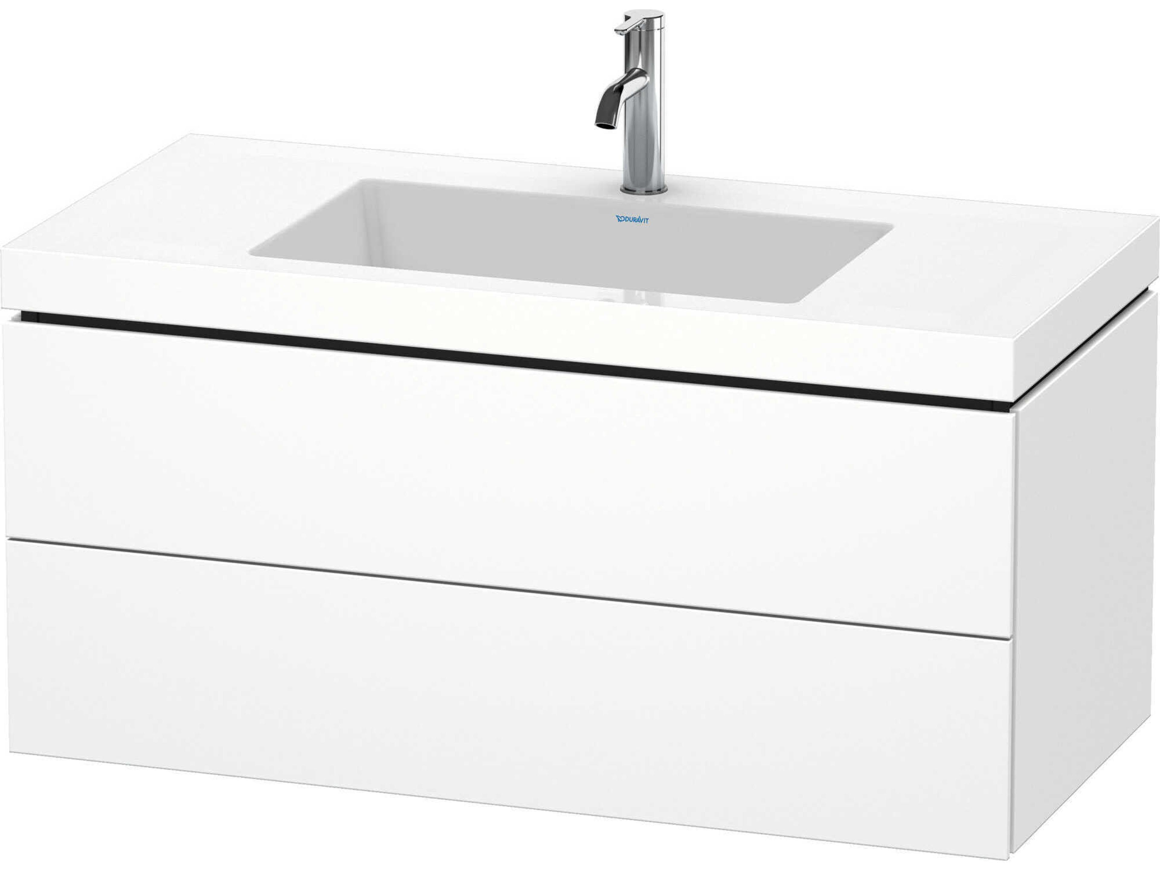 L-cube 39'' Two Drawer White Matt Wall-Mounted Vanity Unit
