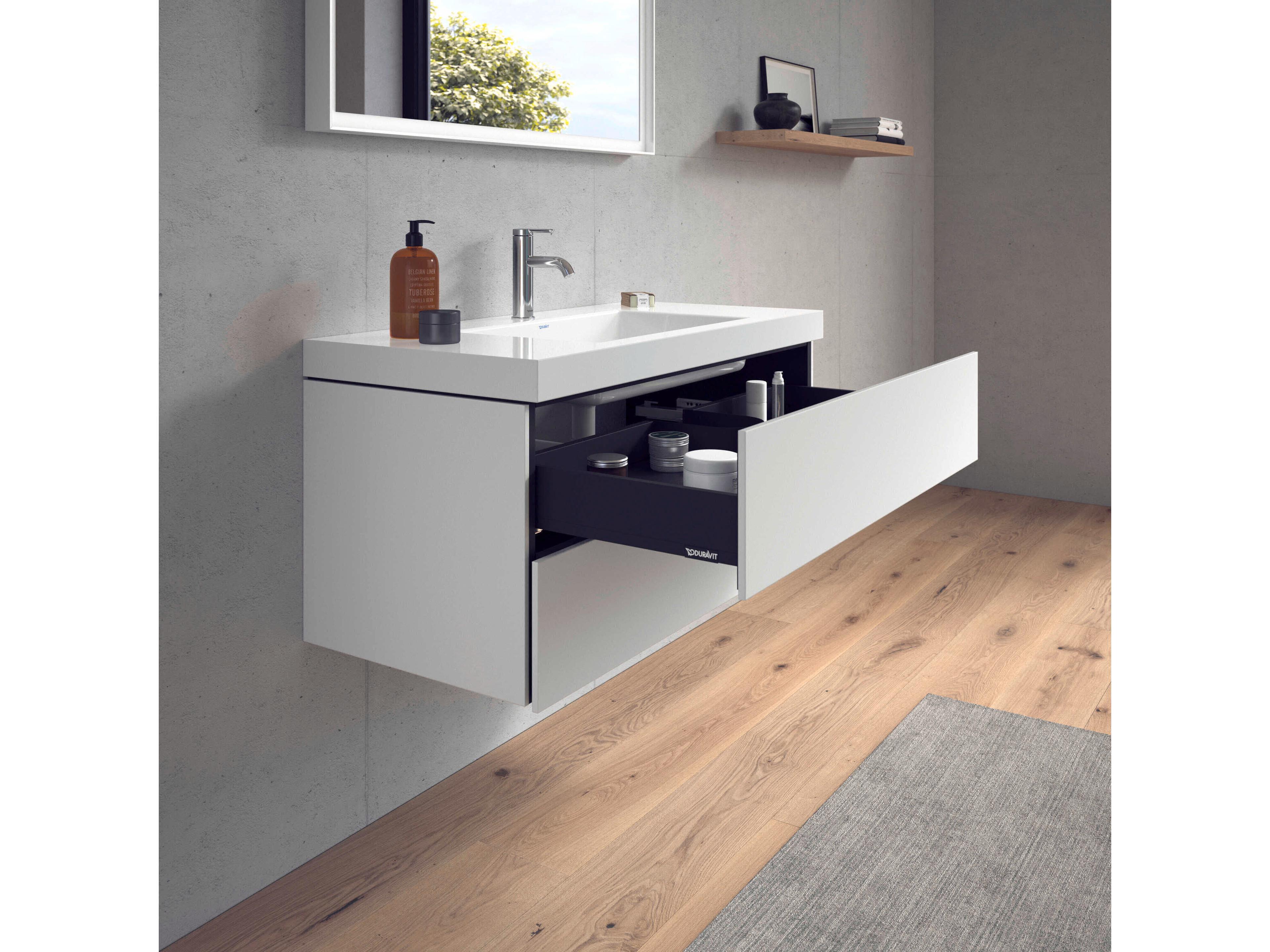 Duravit L-cube 39'' Two Drawer White Matt Wall-Mounted Vanity Unit