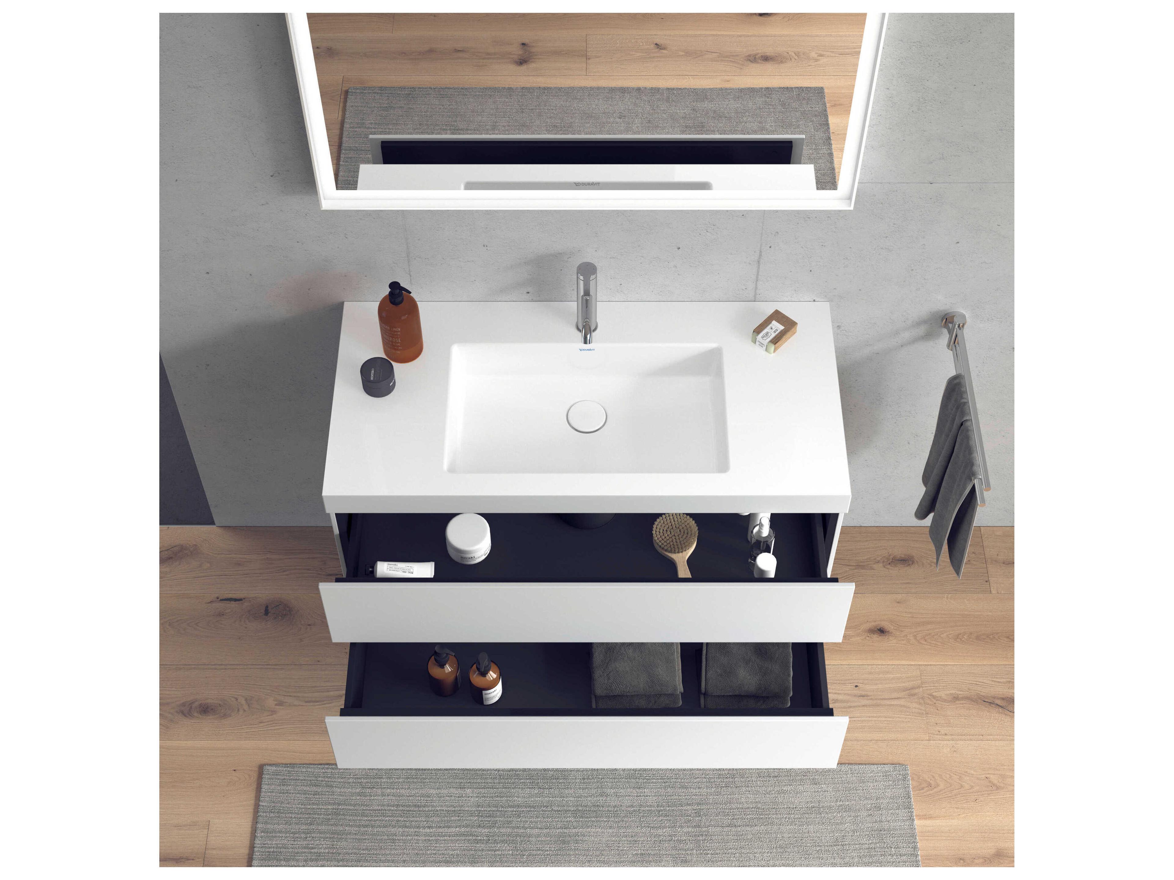 Duravit L-cube 39'' Two Drawer White Matt Wall-Mounted Vanity Unit