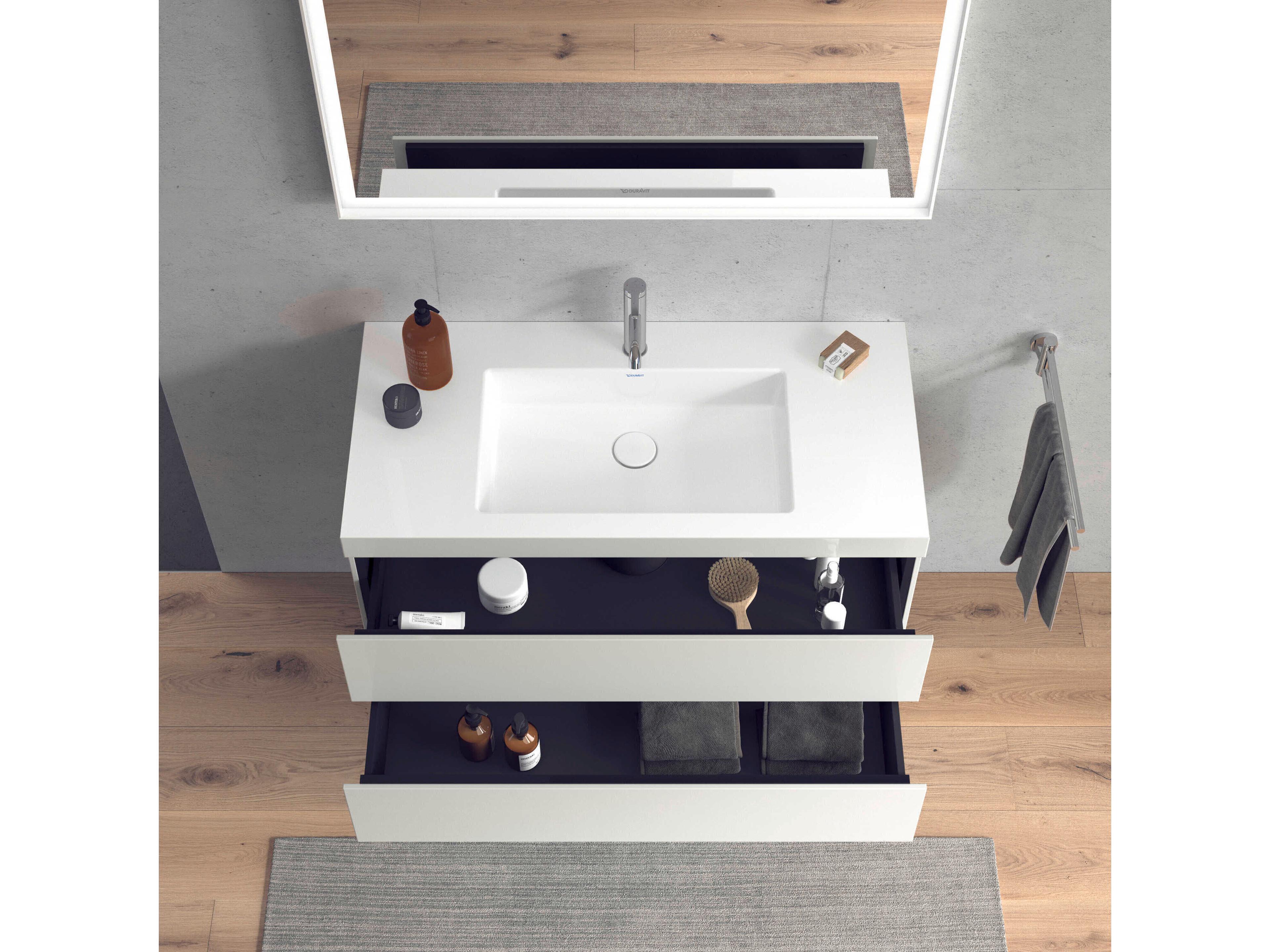 Duravit L-cube 39'' Two Drawer White High Gloss Wall-Mounted Vanity Unit