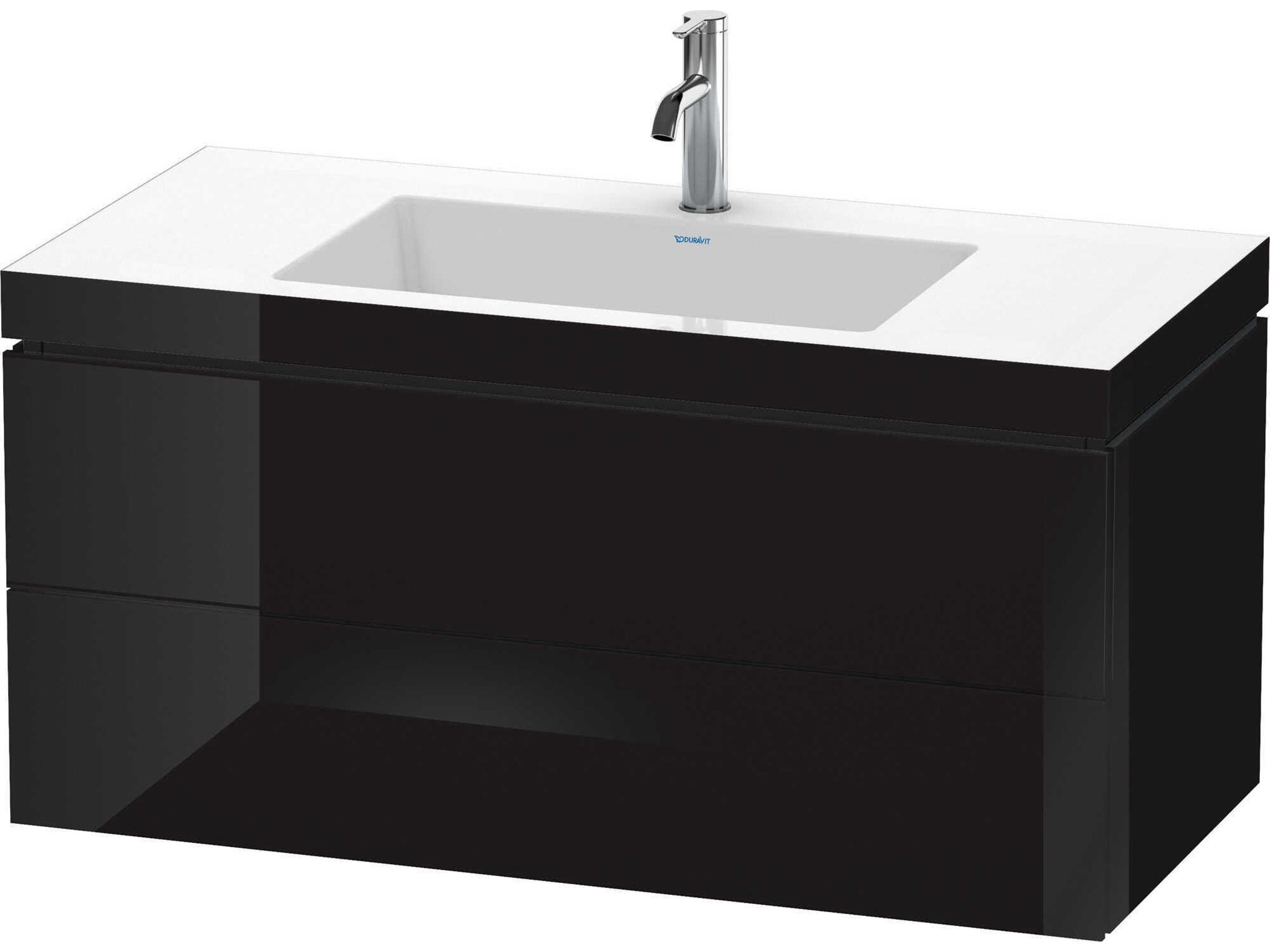 L-cube 39'' Two Drawer Black High Gloss Wall-Mounted Vanity Unit