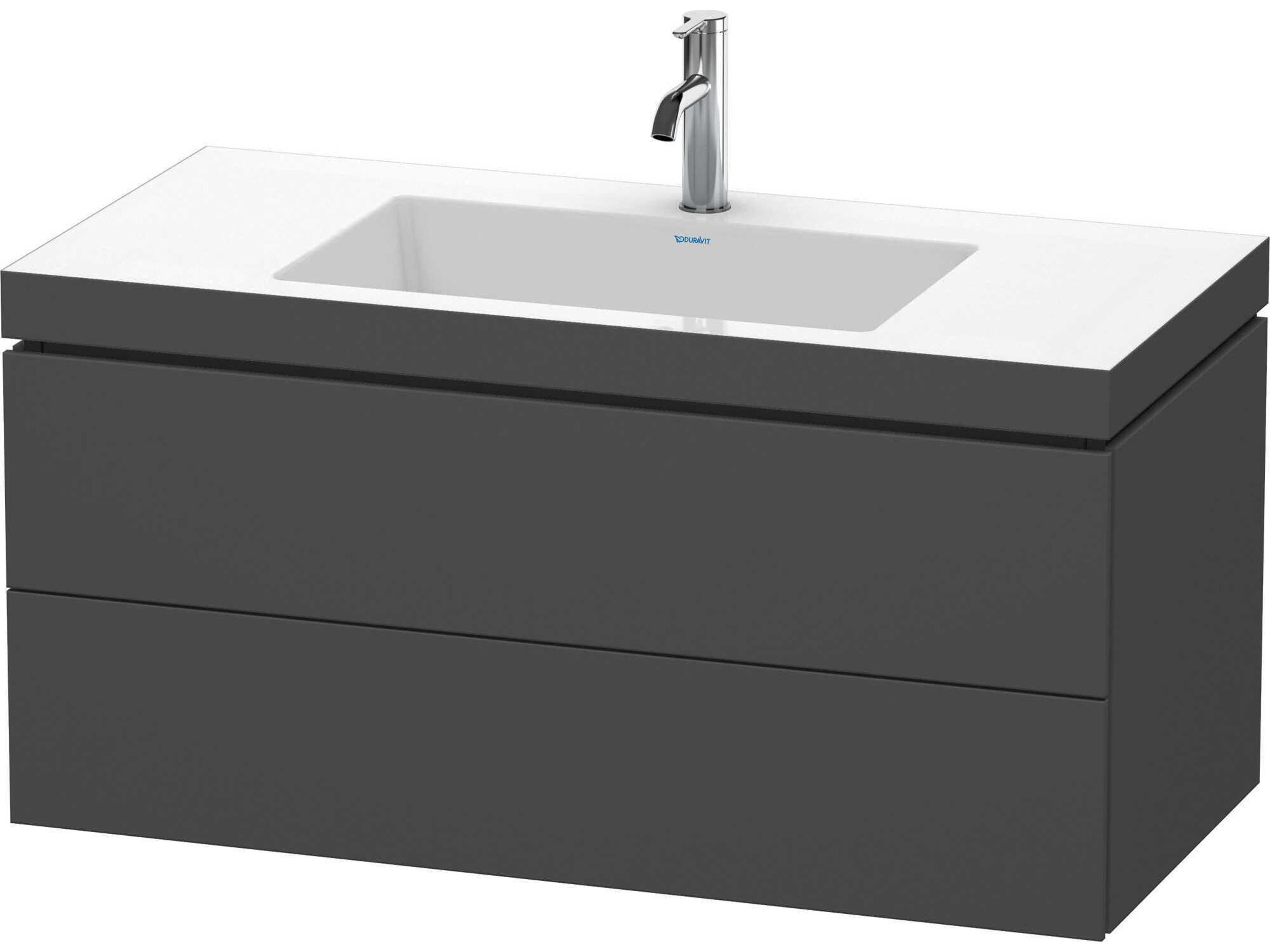 L-cube 39'' Two Drawer Graphite Matt Wall-Mounted Vanity Unit