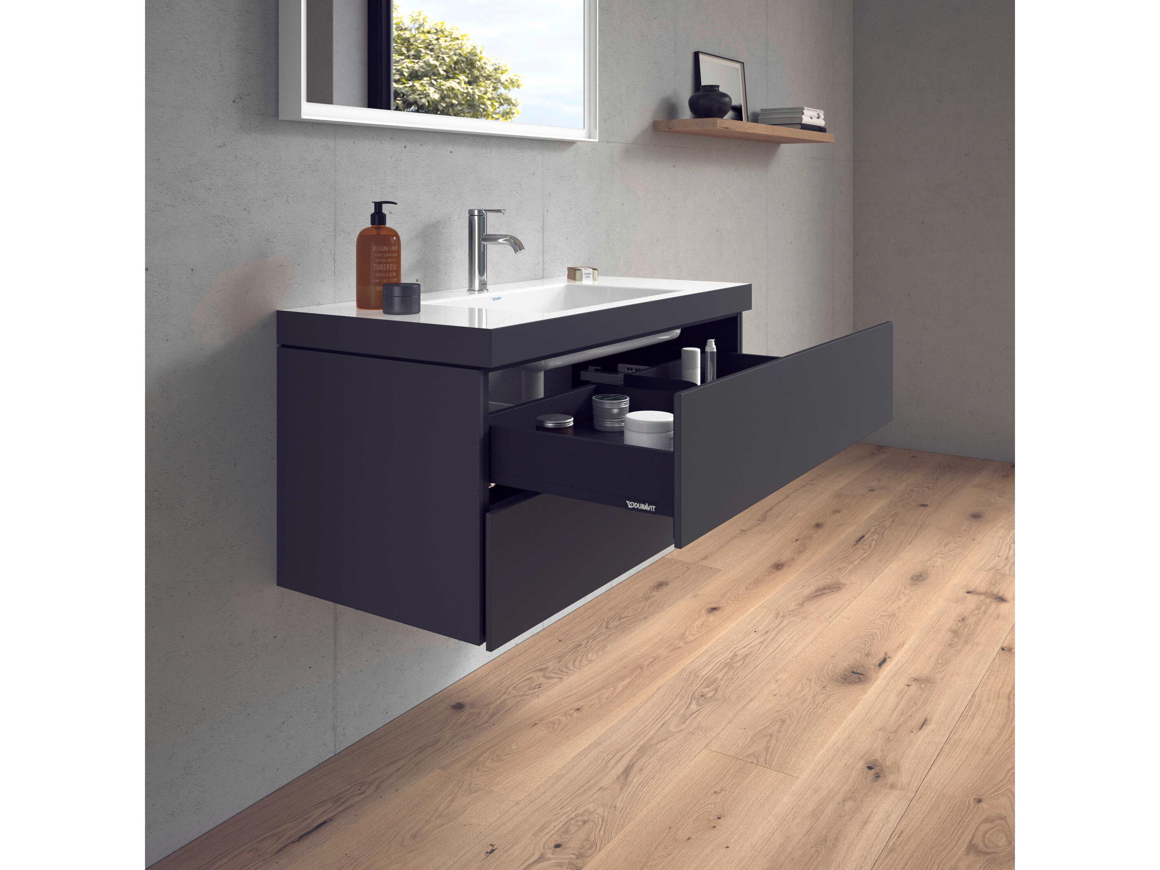 Duravit L-cube 39'' Two Drawer Graphite Matt Wall-Mounted Vanity Unit