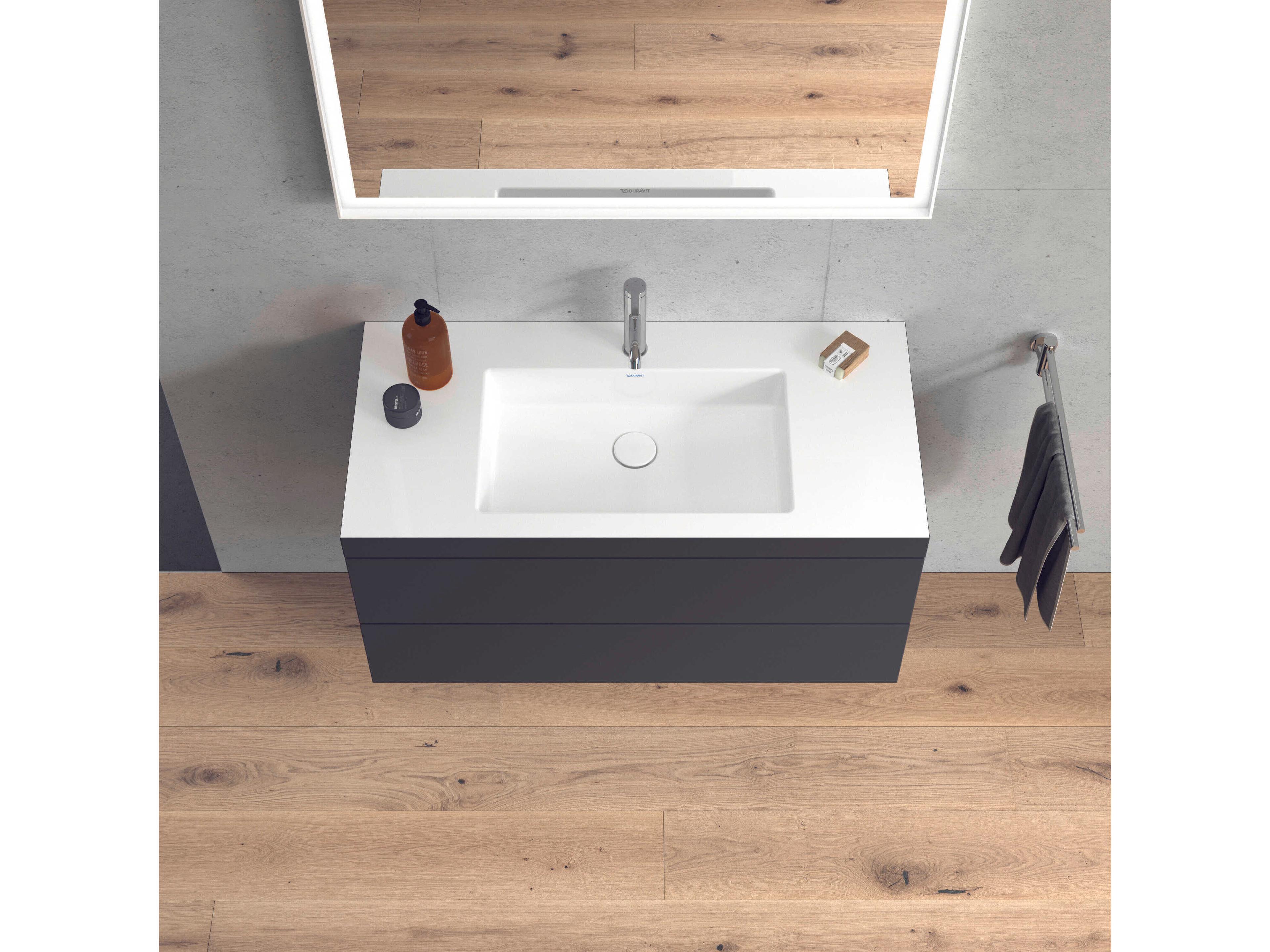 Duravit L-cube 39'' Two Drawer Graphite Matt Wall-Mounted Vanity Unit