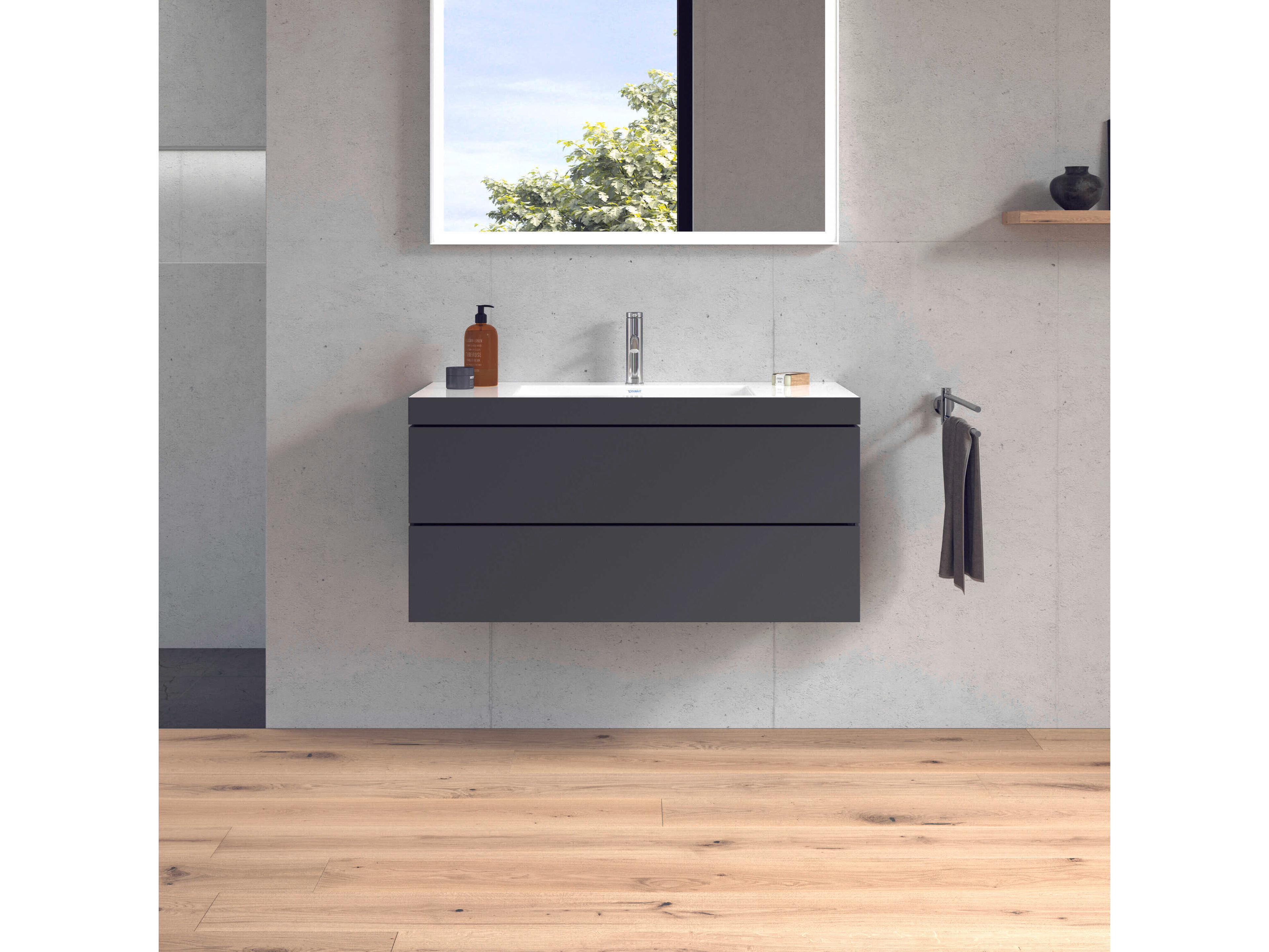 Duravit L-cube 39'' Two Drawer Graphite Matt Wall-Mounted Vanity Unit