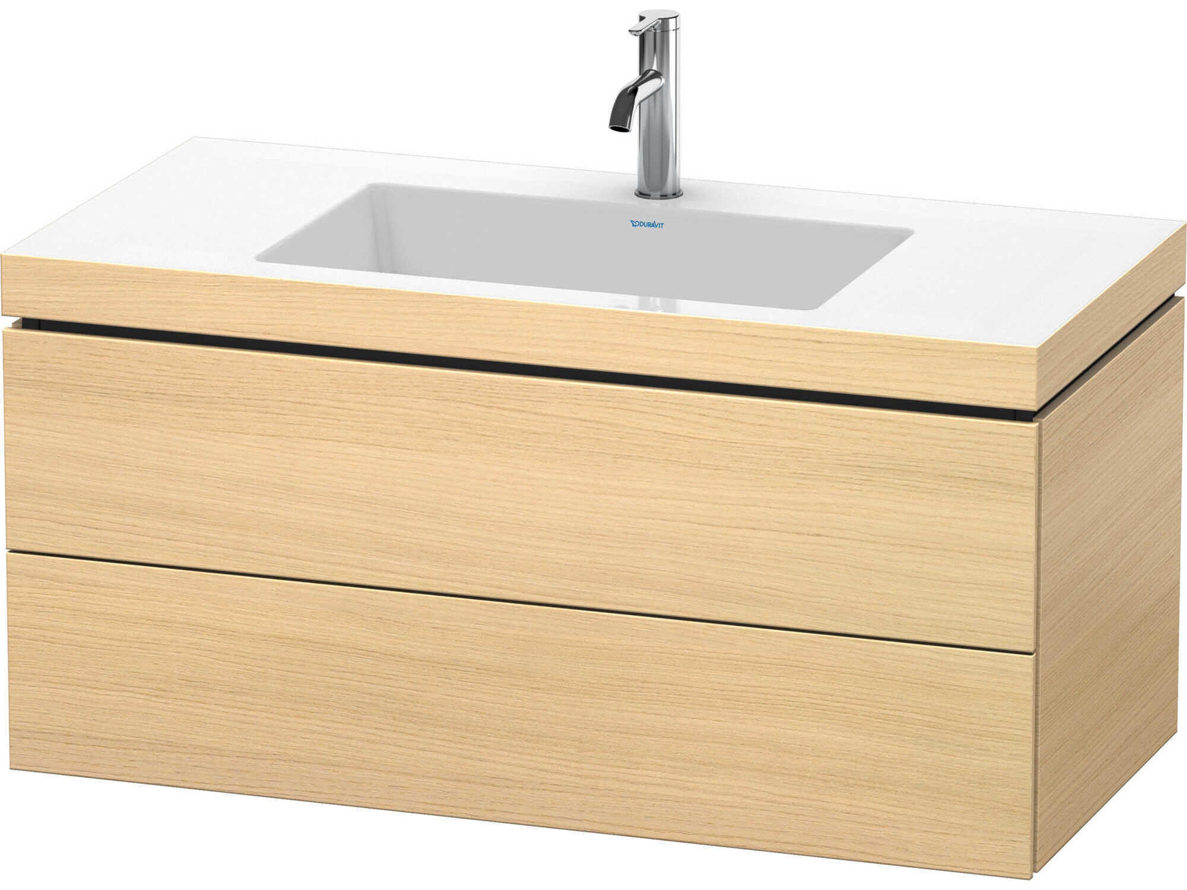 L-cube 39'' Two Drawer Mediterranean Oak Matt Wall-Mounted Vanity Unit