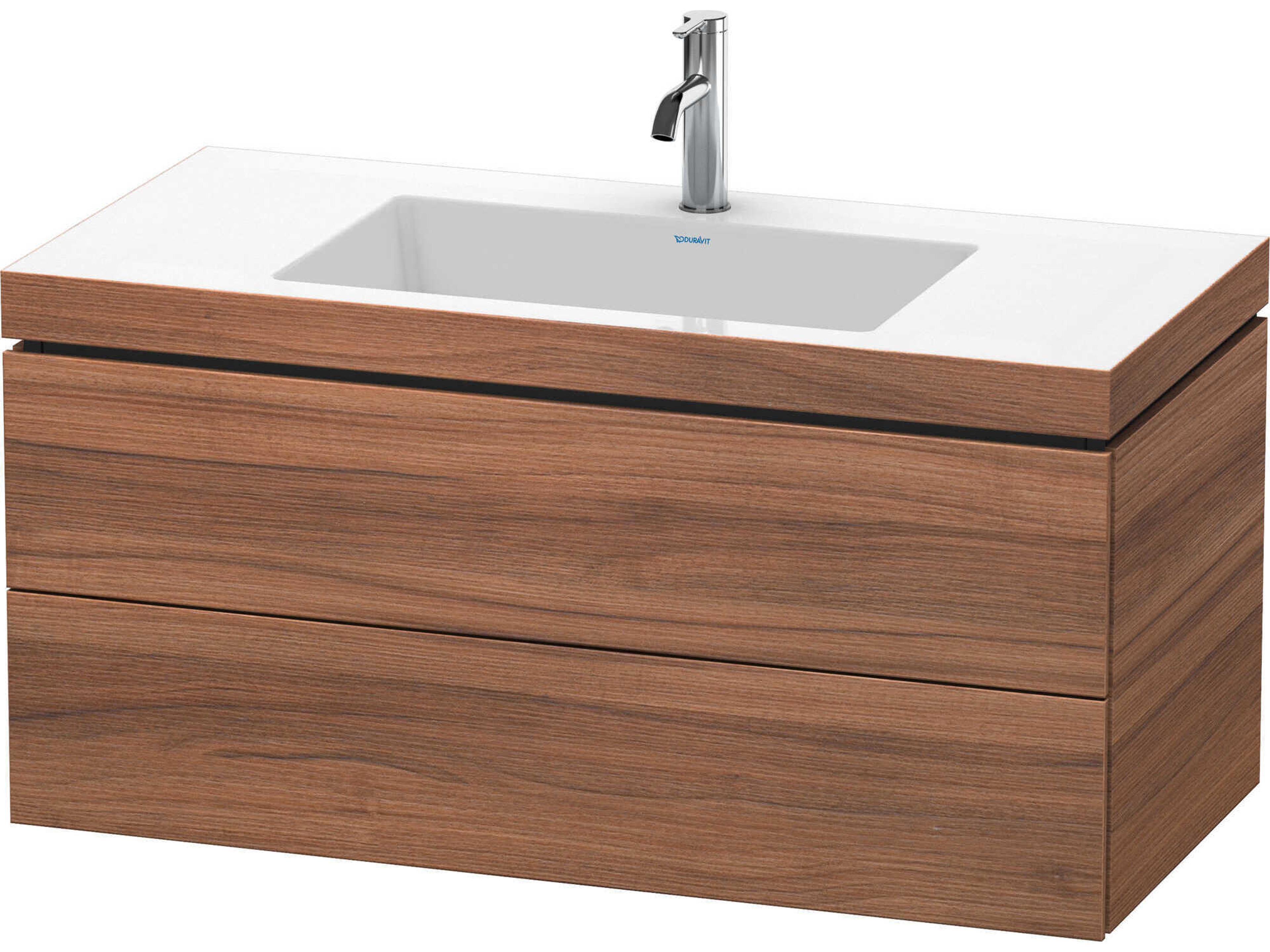 Duravit L-cube 39'' Two Drawer Walnut Matt Wall-Mounted Vanity Unit