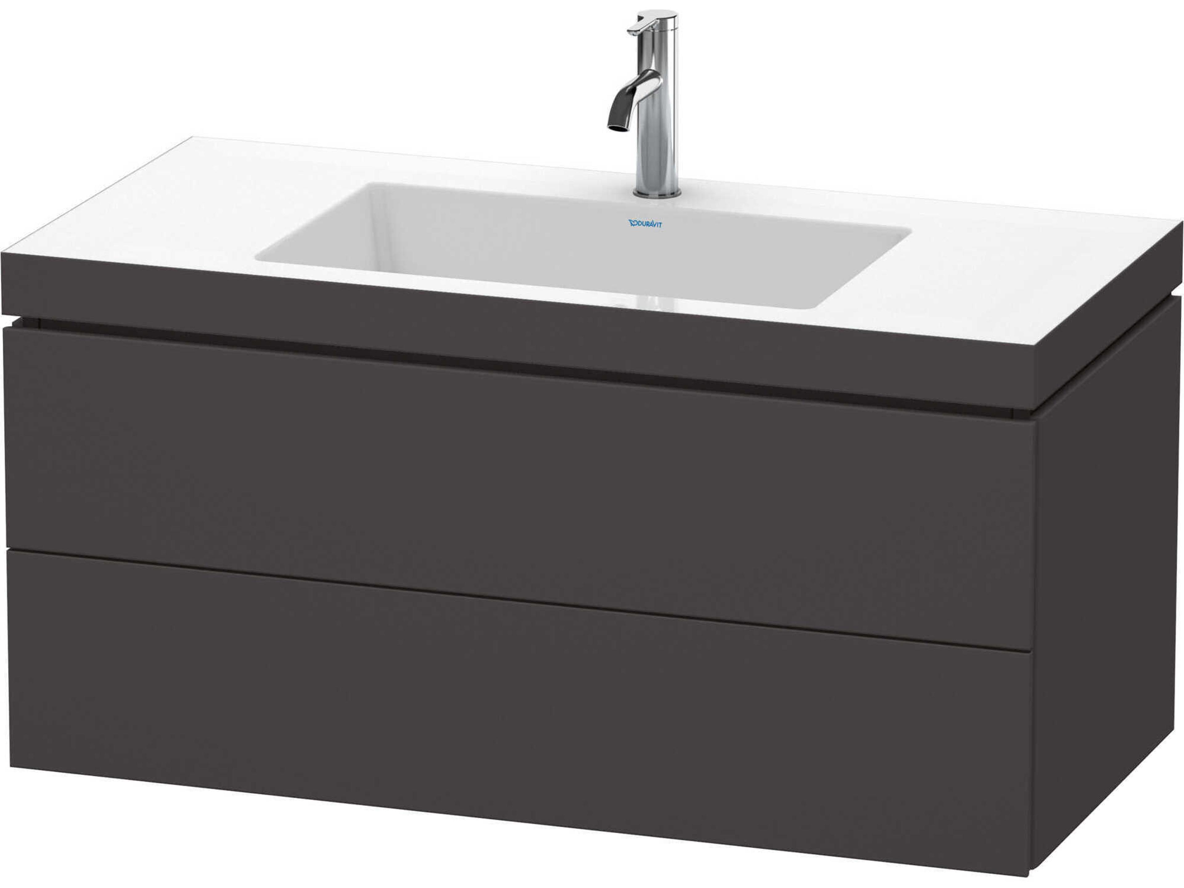 L-cube 39'' Two Drawer Graphite Super Matt Wall-Mounted Vanity Unit
