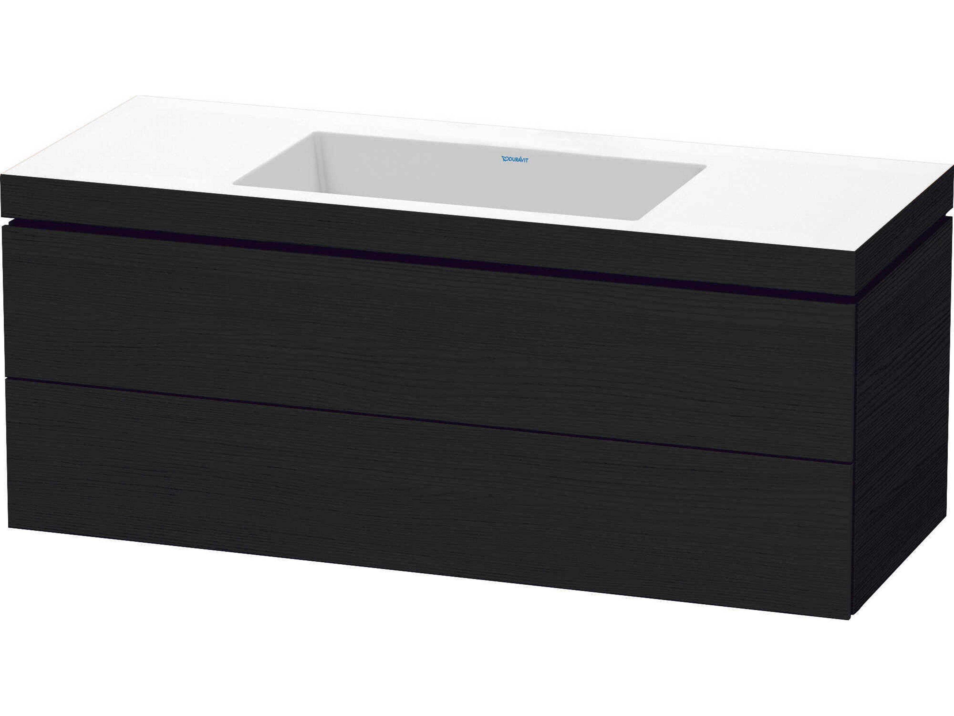 L-cube 47'' Two Drawer Black Oak Matt Wall-Mounted Vanity Unit