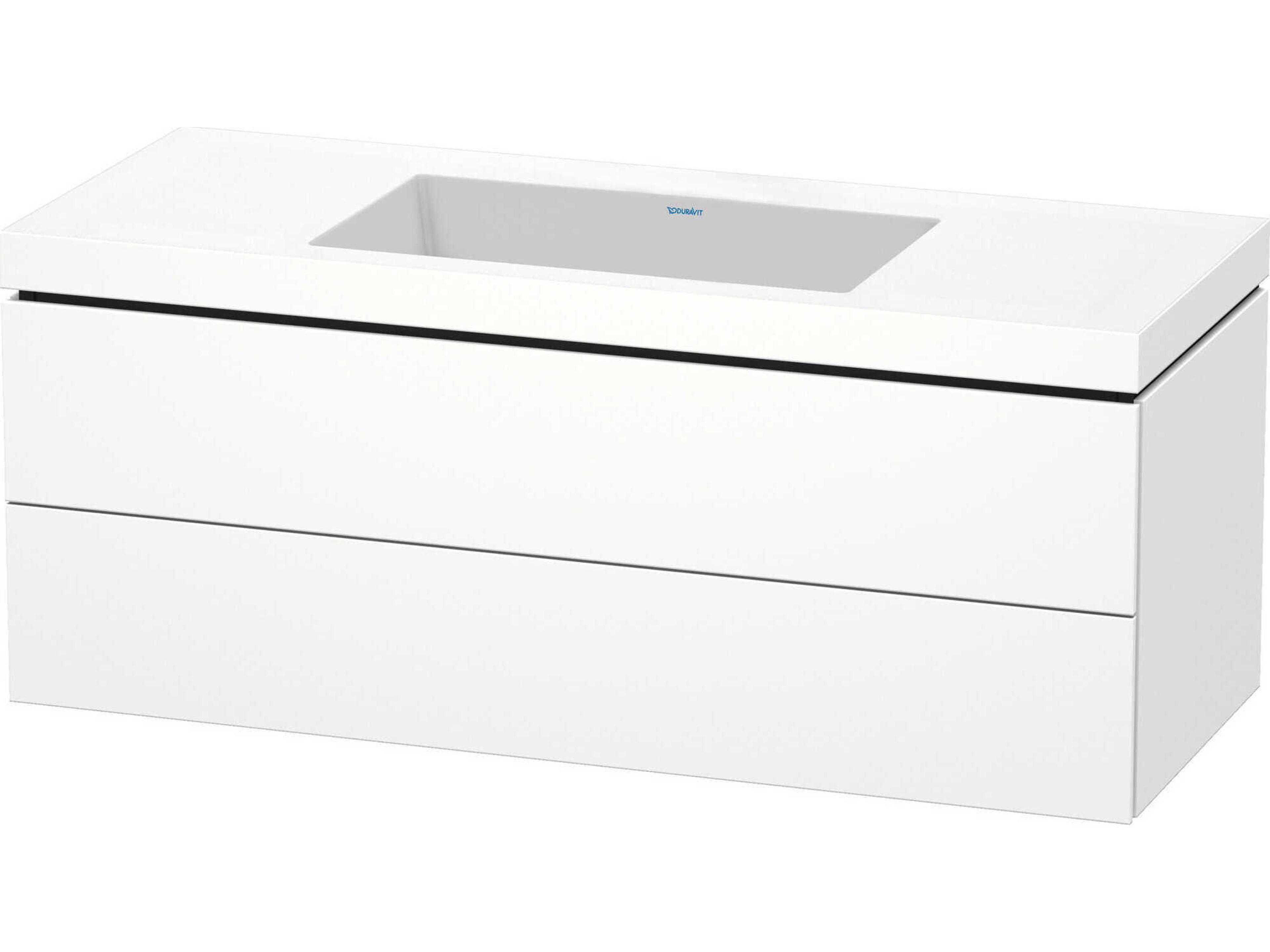 L-cube 47'' Two Drawer White Matt Wall-Mounted Vanity Unit