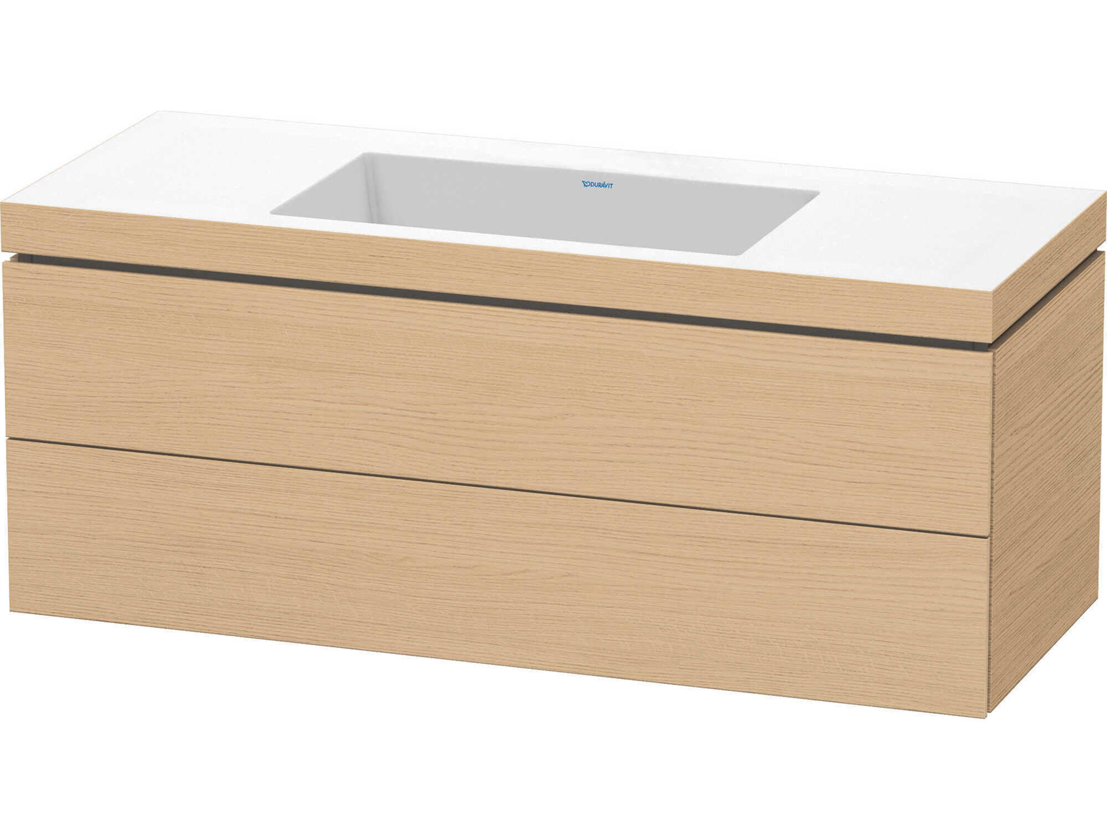 L-cube 47'' Two Drawer Natural Oak Matt Wall-Mounted Vanity Unit