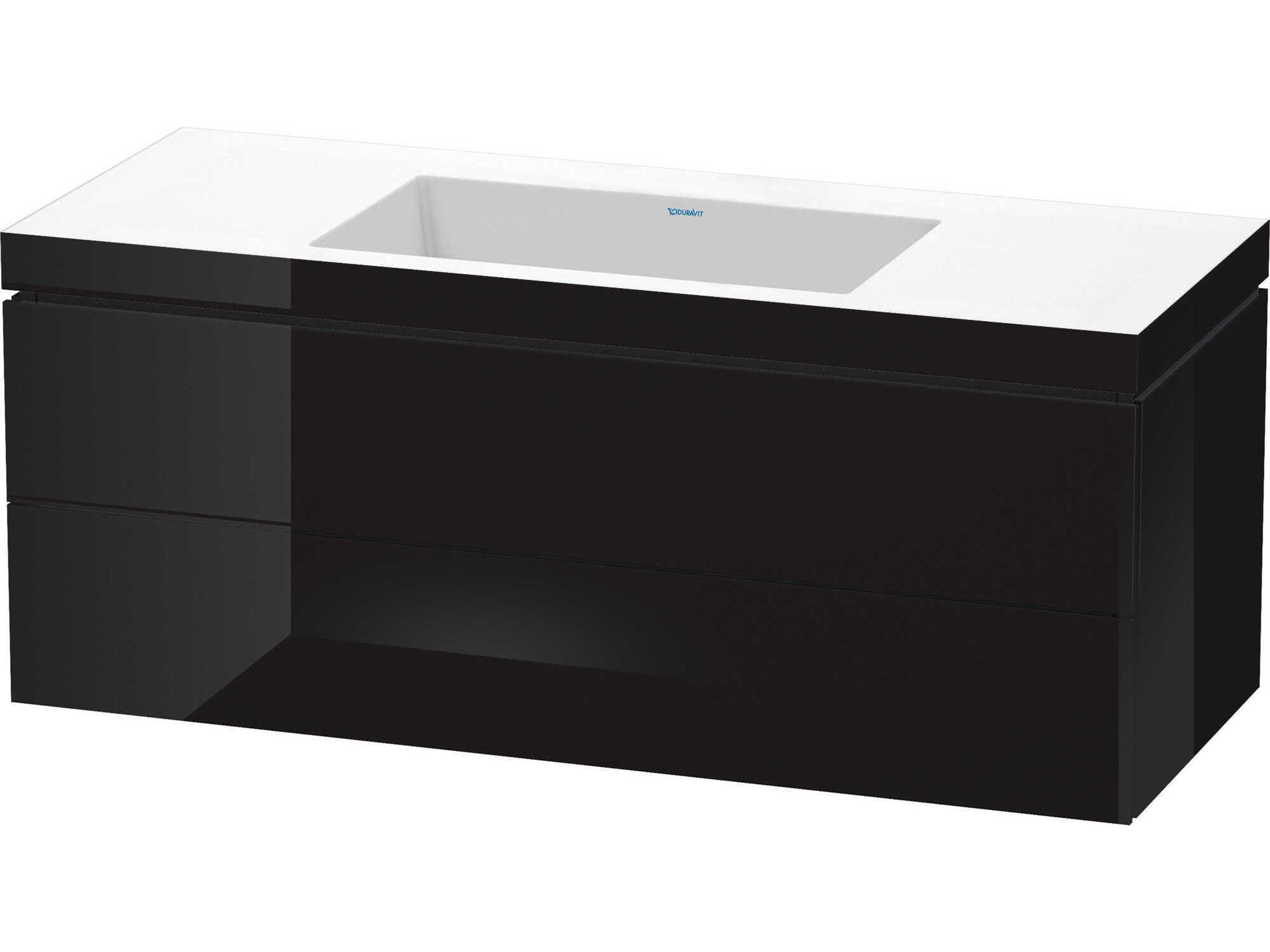 L-cube 47'' Two Drawer Black High Gloss Wall-Mounted Vanity Unit