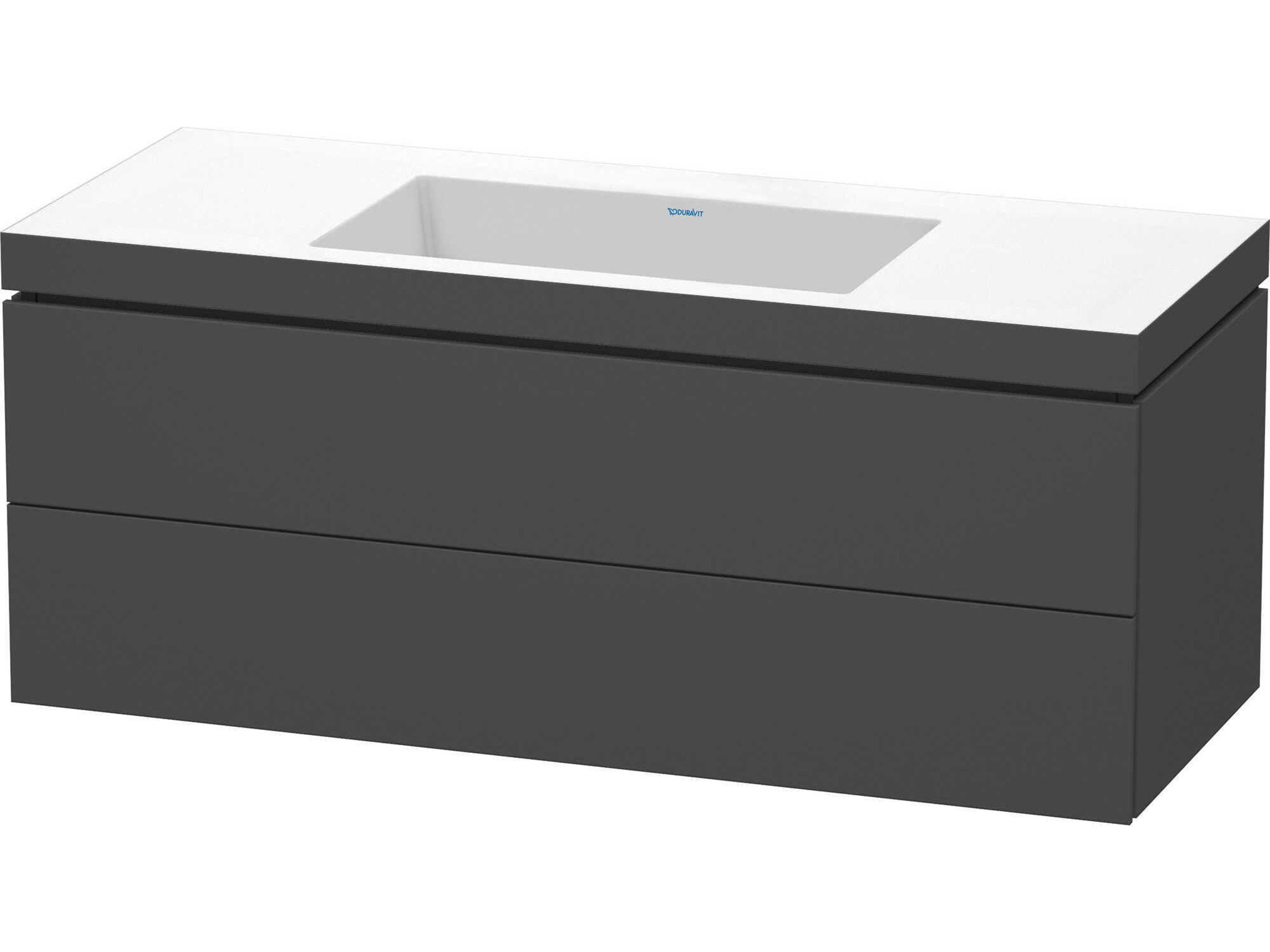 L-cube 47'' Two Drawer Graphite Matt Wall-Mounted Vanity Unit