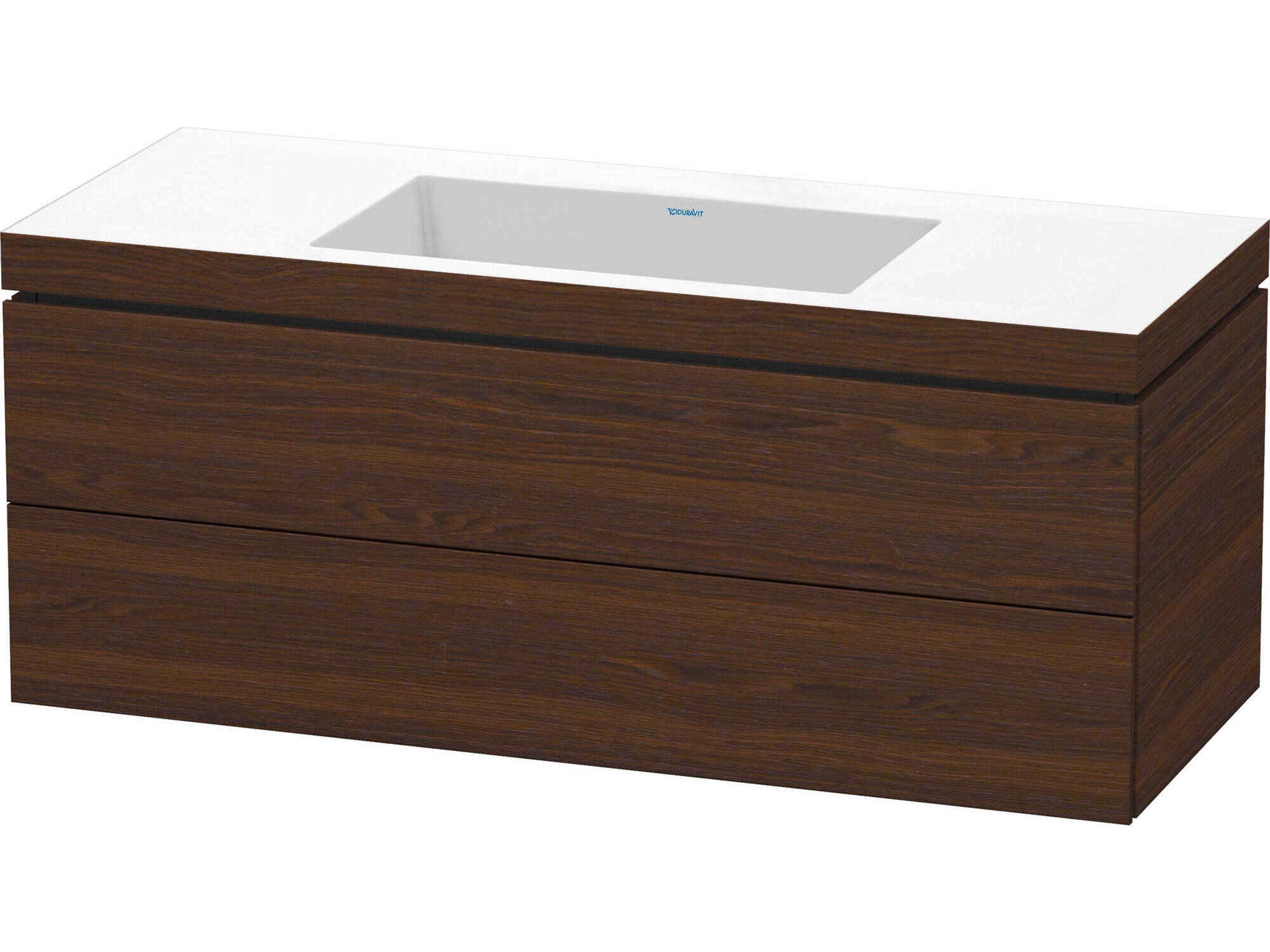 L-cube 47'' Two Walnut (Brushed) Matt Wall-Mounted Vanity Unit