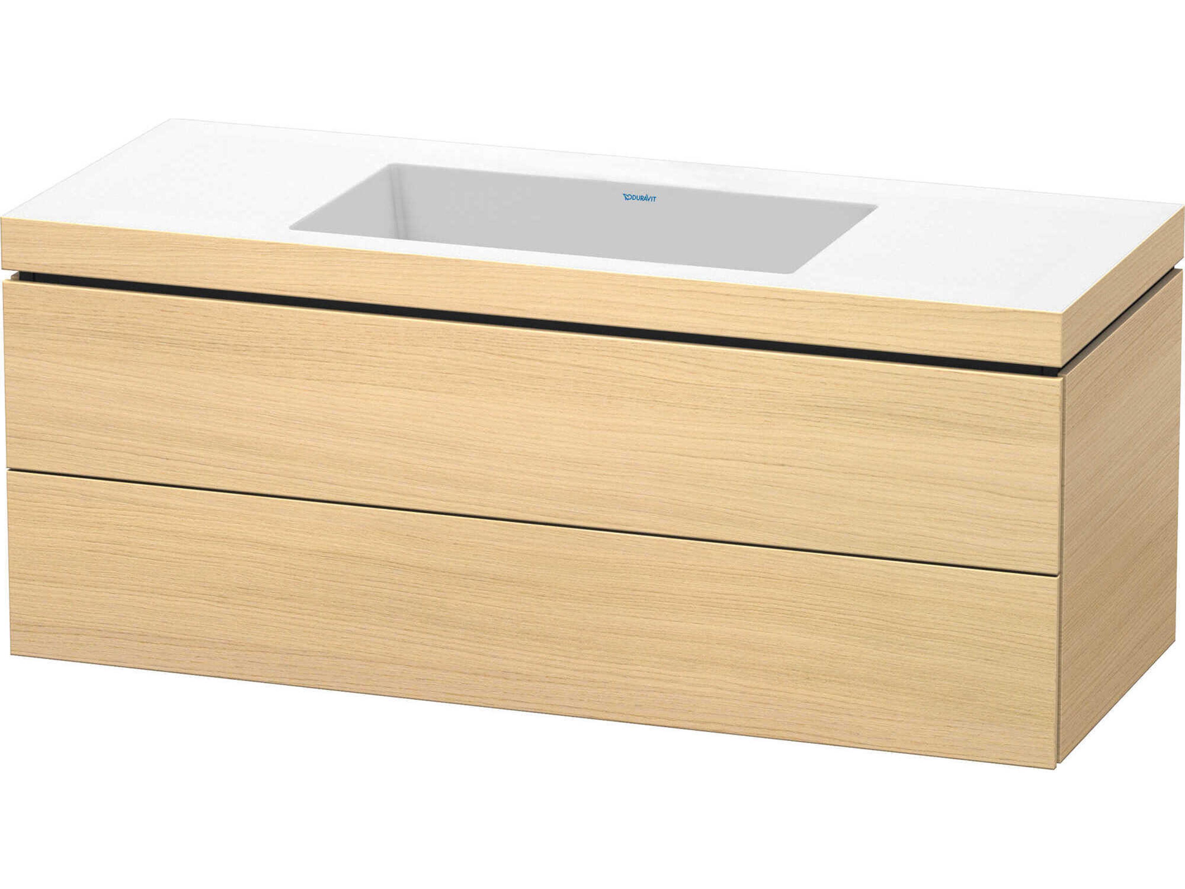 L-cube 47'' Two Drawer Mediterranean Oak Matt Wall-Mounted Vanity Unit