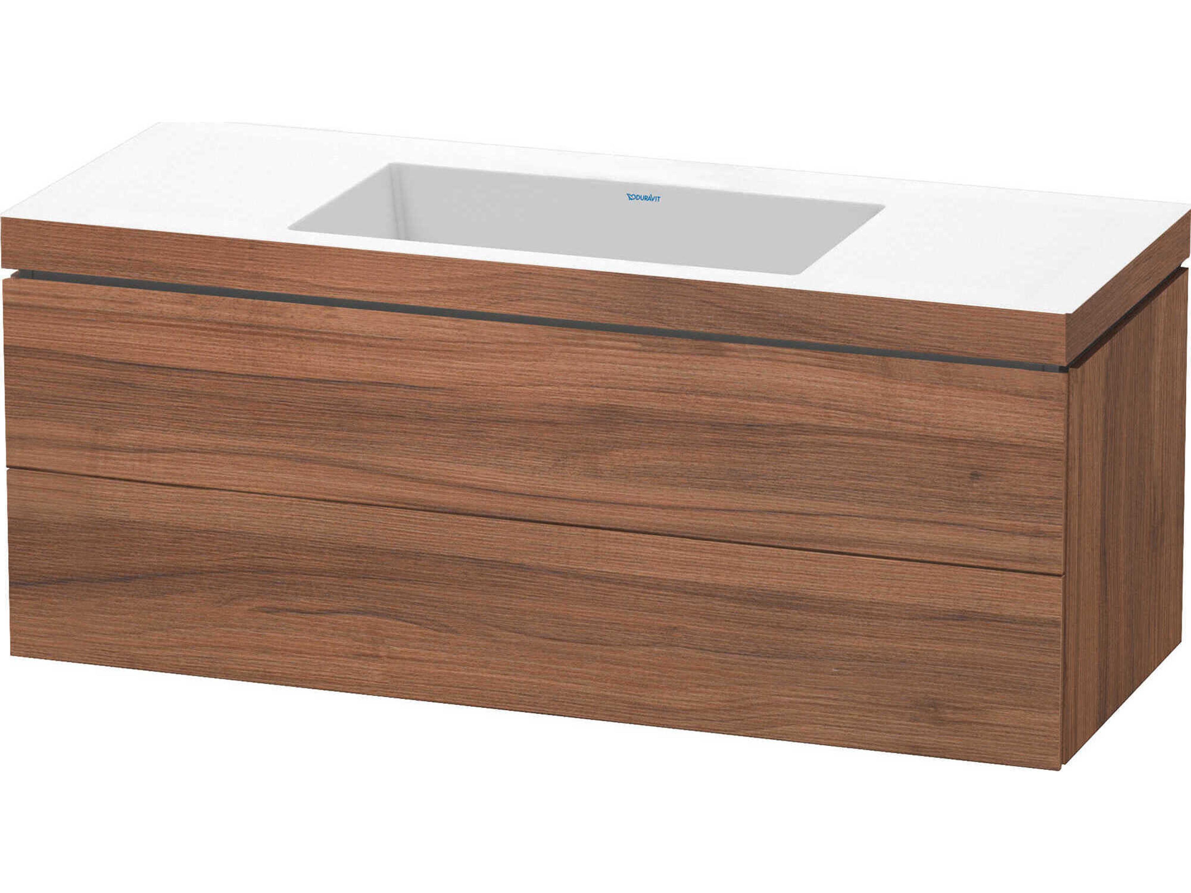 L-cube 47'' Two Drawer Walnut Matt Wall-Mounted Vanity Unit