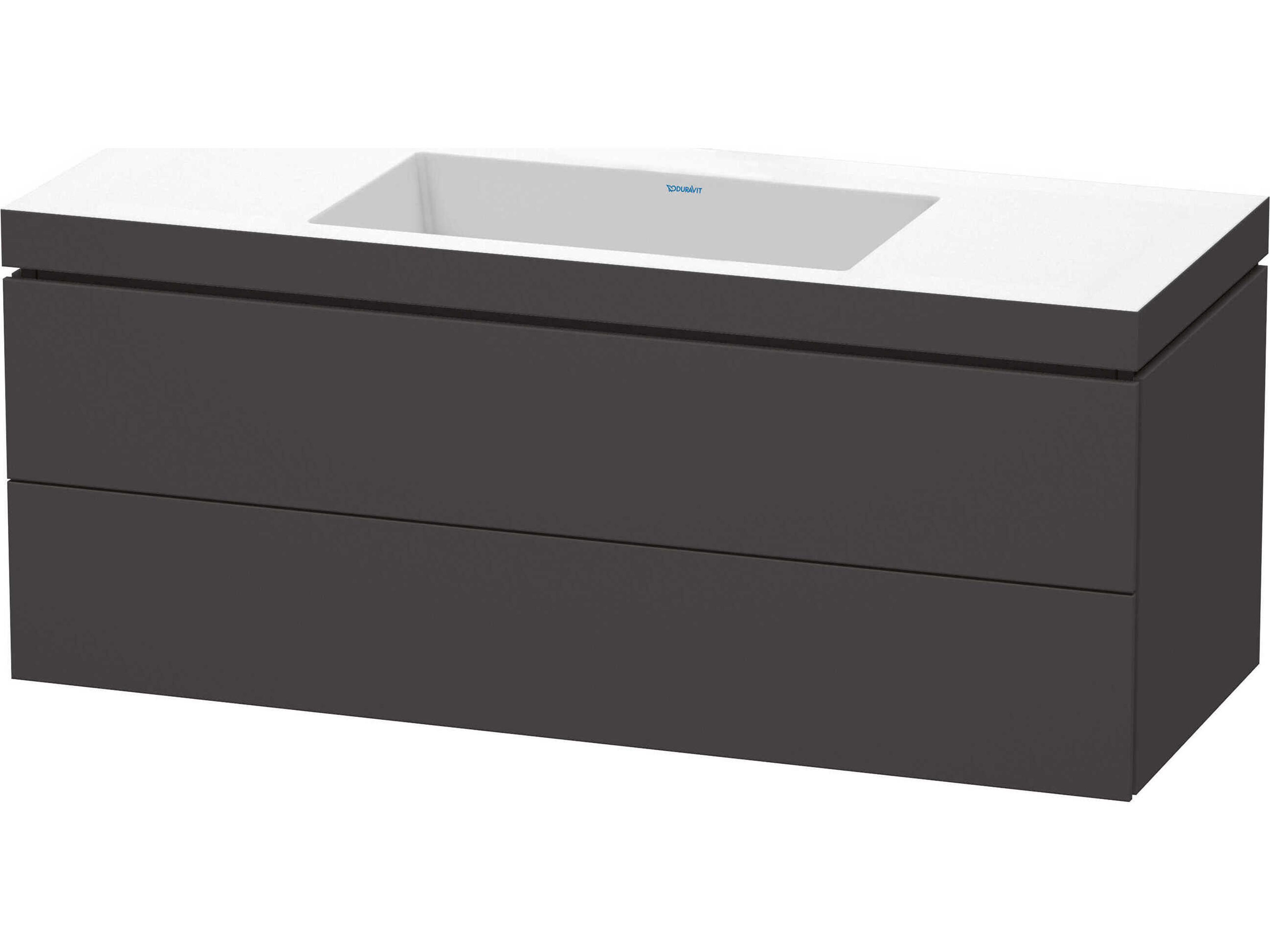 L-cube 47'' Two Drawer Graphite Super Matt Wall-Mounted Vanity Unit