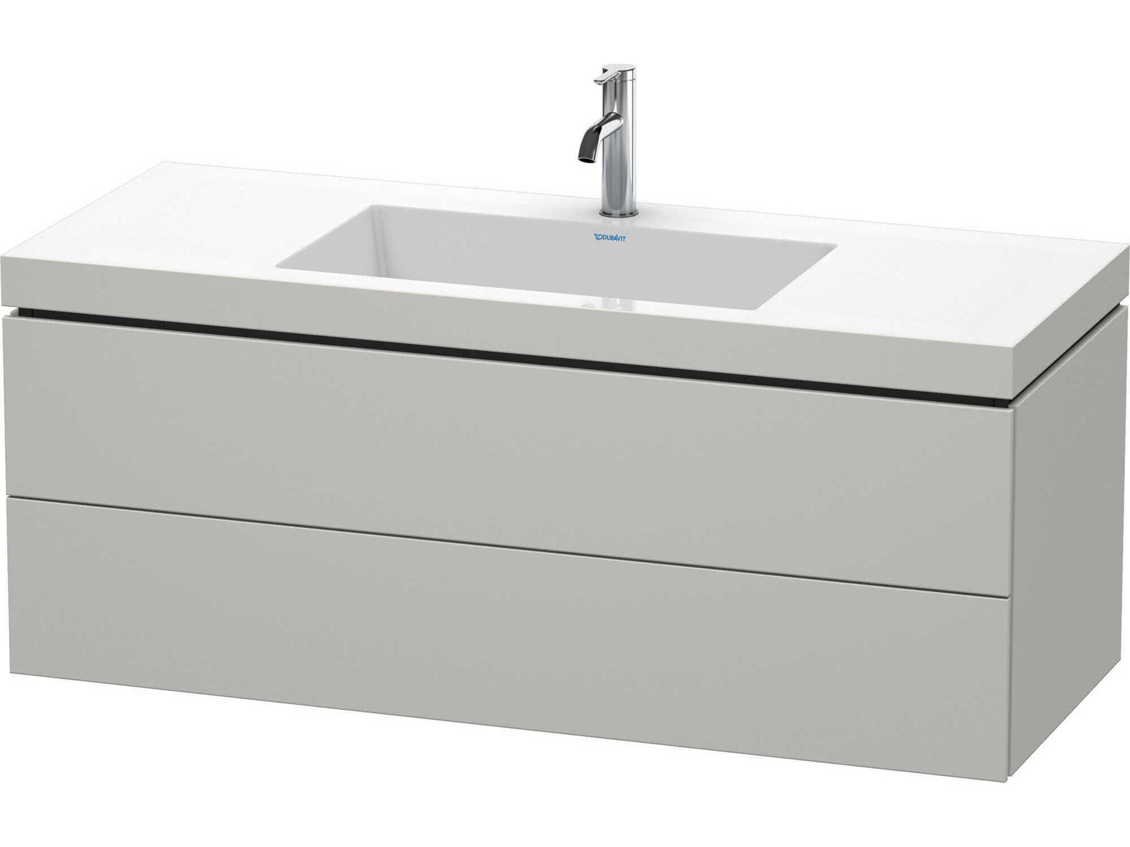 L-cube 47'' Two Drawer Concrete Gray Matt Wall-Mounted Vanity Unit