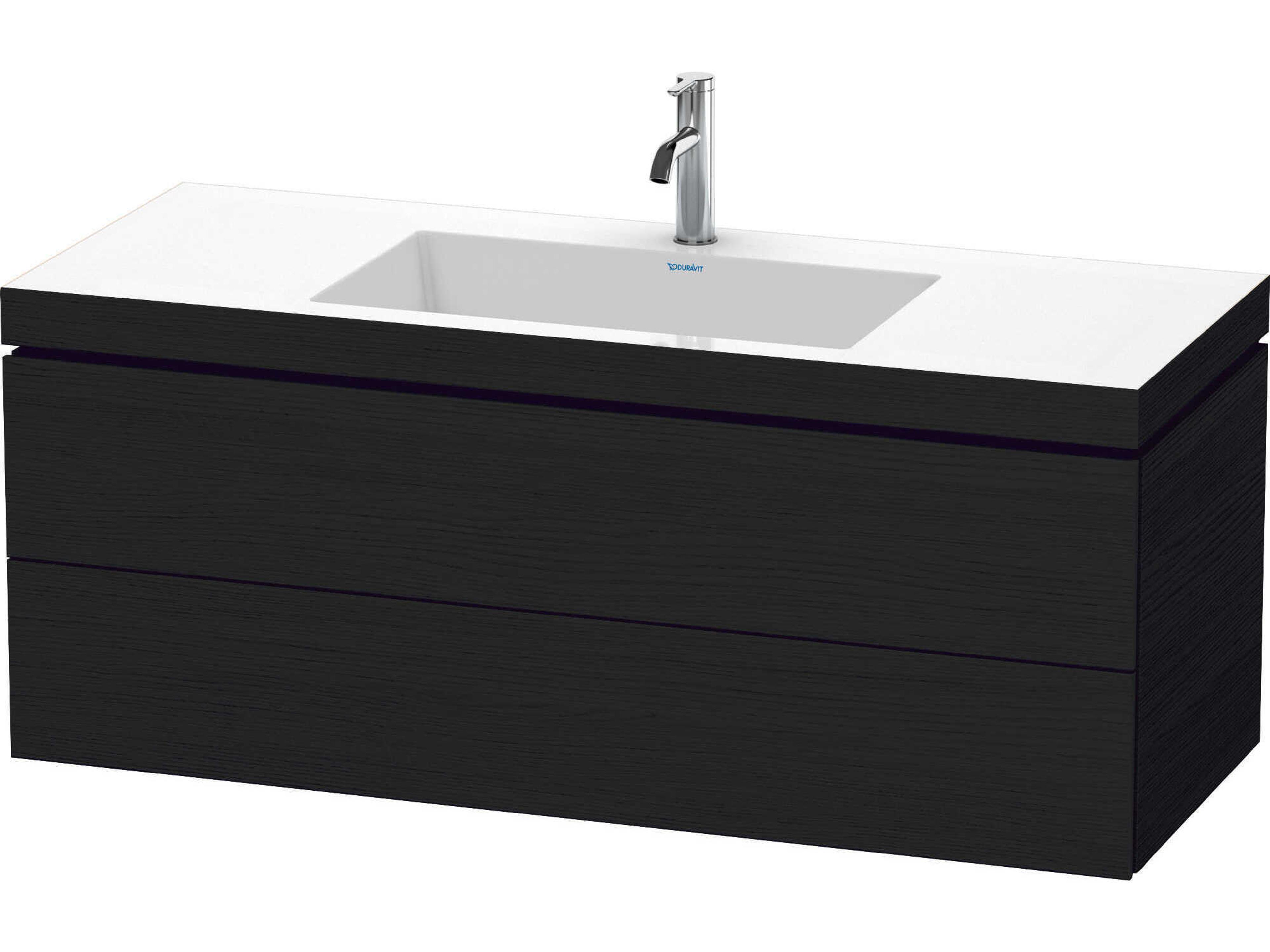 L-cube 47'' Two Drawer Black Oak Matt Wall-Mounted Vanity Unit