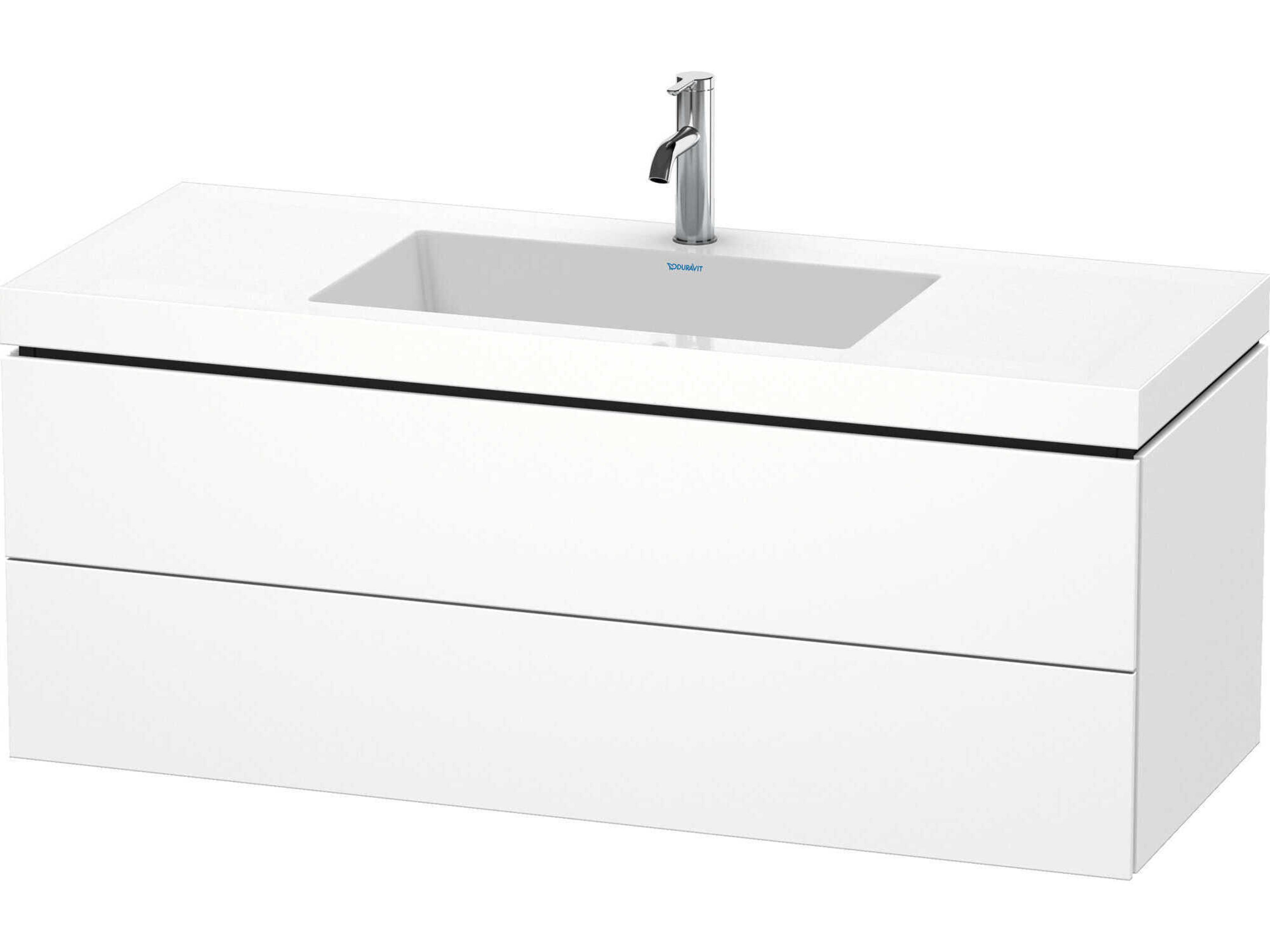 L-cube 47'' Two Drawer White Matt Wall-Mounted Vanity Unit