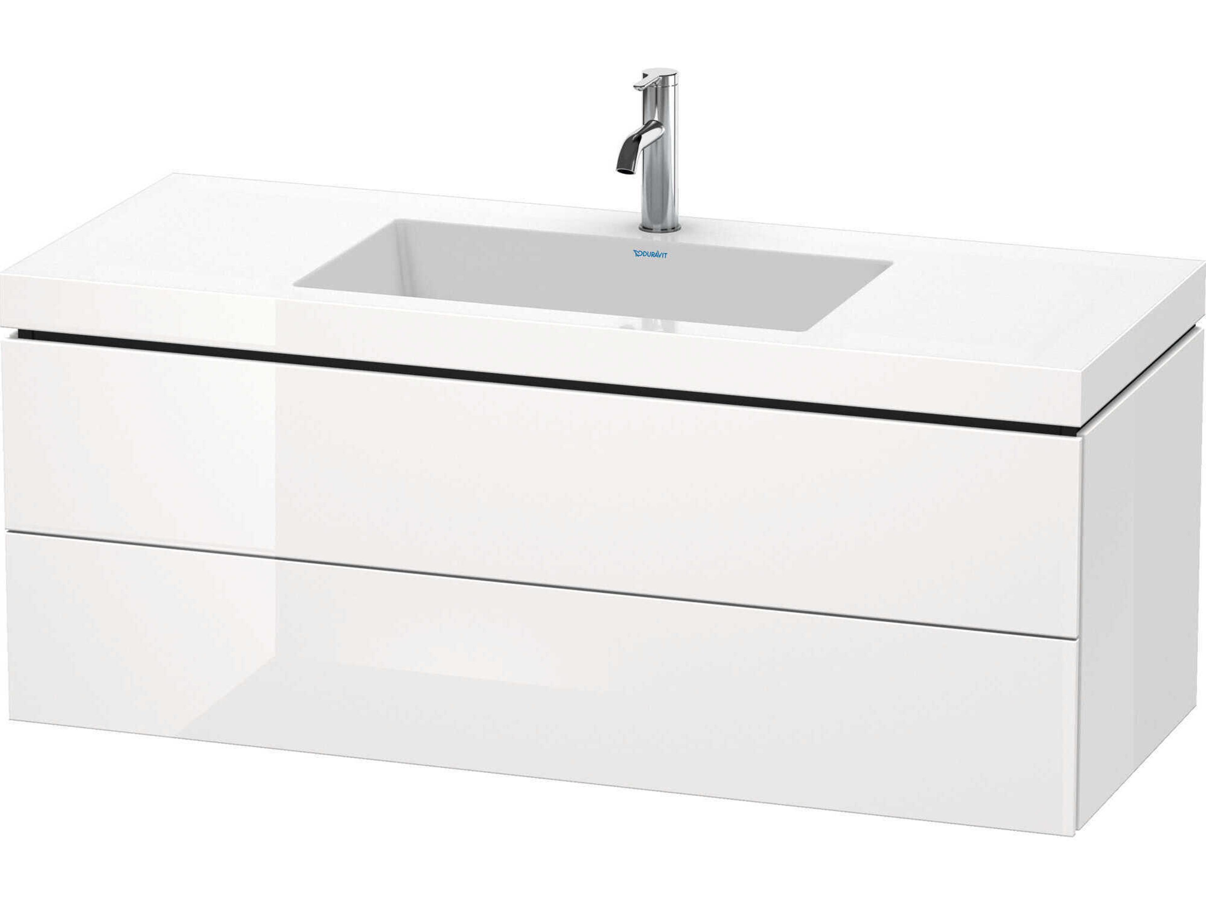 L-cube 47'' Two Drawer White High Gloss Wall-Mounted Vanity Unit
