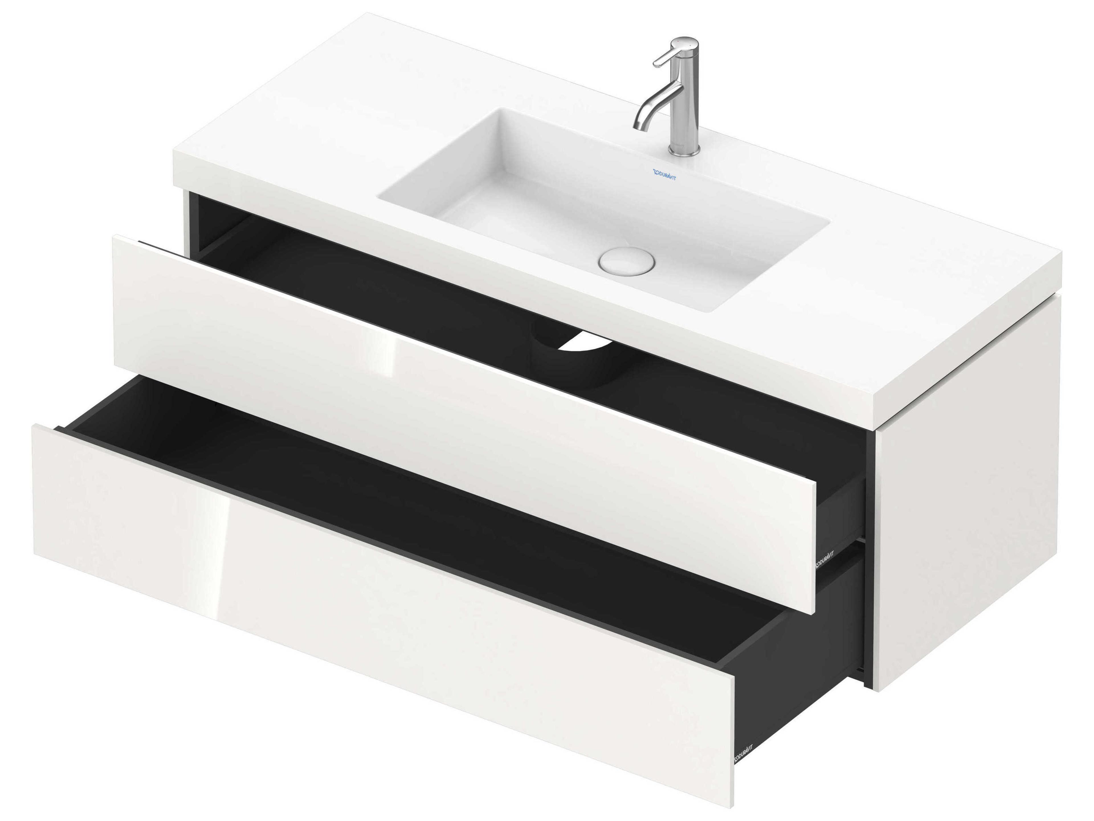 Duravit L-cube 47'' Two Drawer White High Gloss Wall-Mounted Vanity Unit