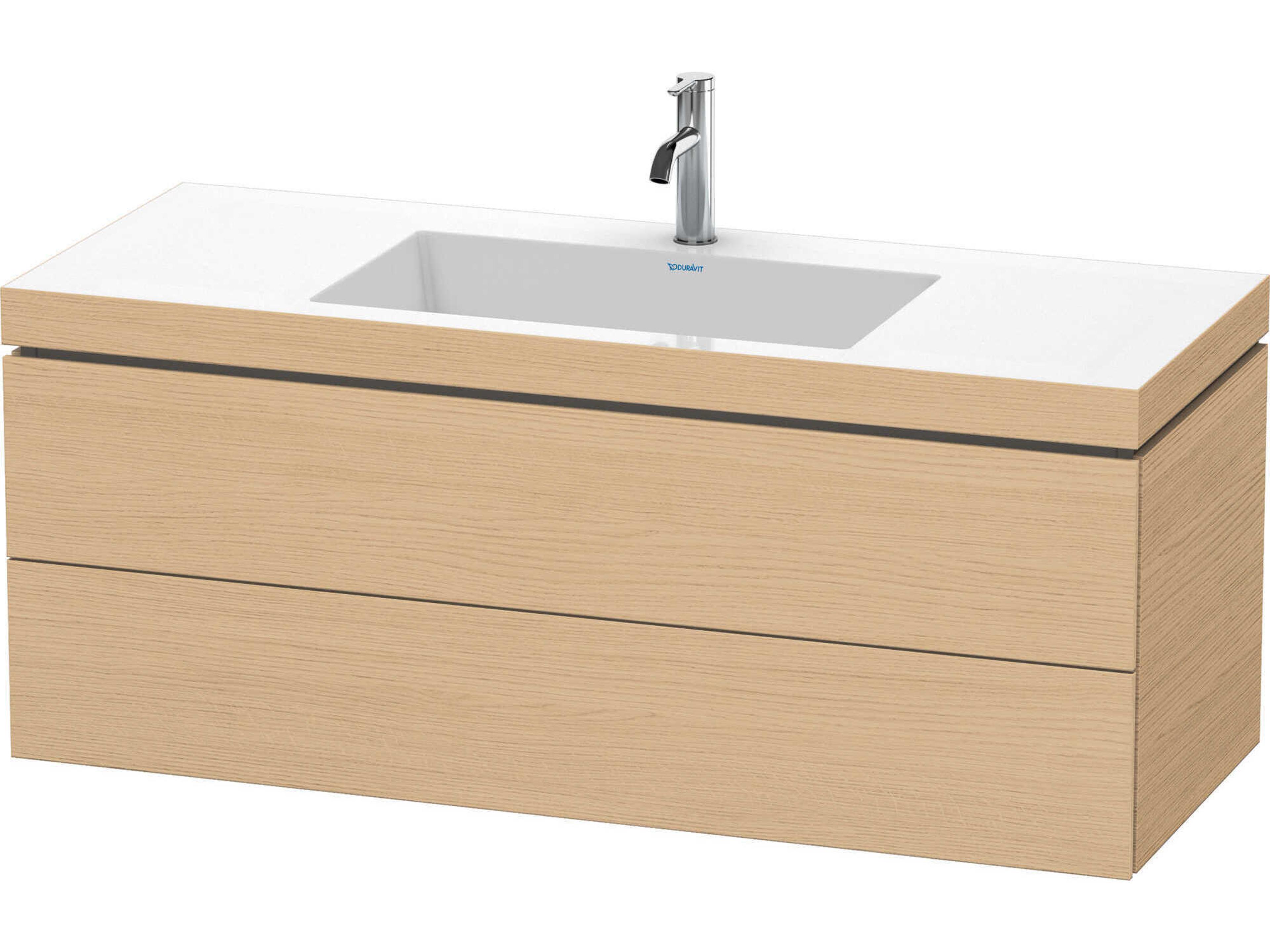 L-cube 47'' Two Drawer Natural Oak Matt Wall-Mounted Vanity Unit