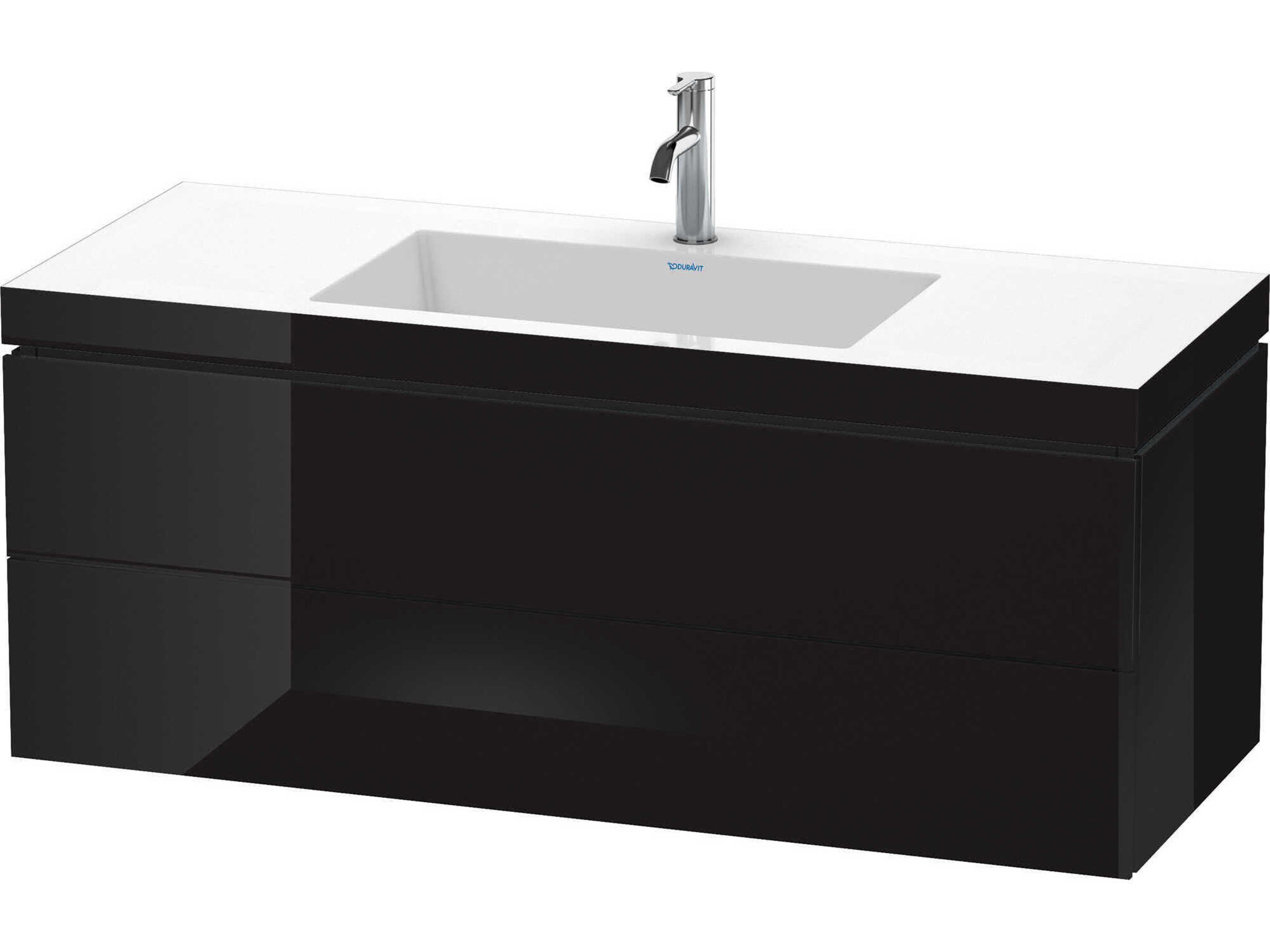 L-cube 47'' Two Drawer Black High Gloss Wall-Mounted Vanity Unit