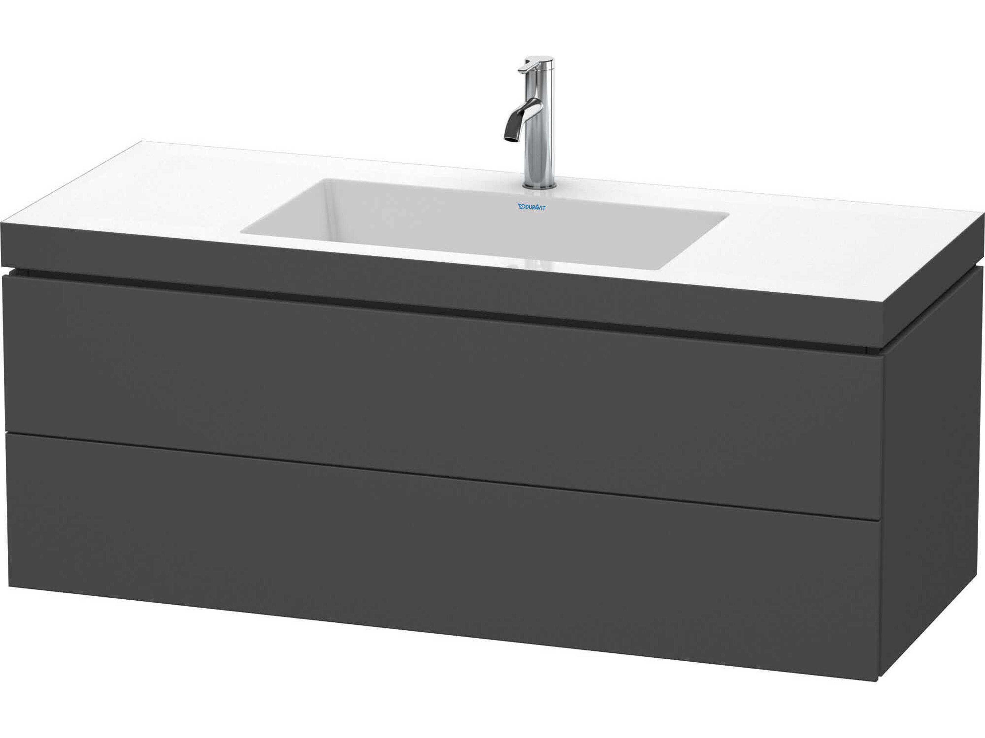 L-cube 47'' Two Drawer Graphite Matt Wall-Mounted Vanity Unit