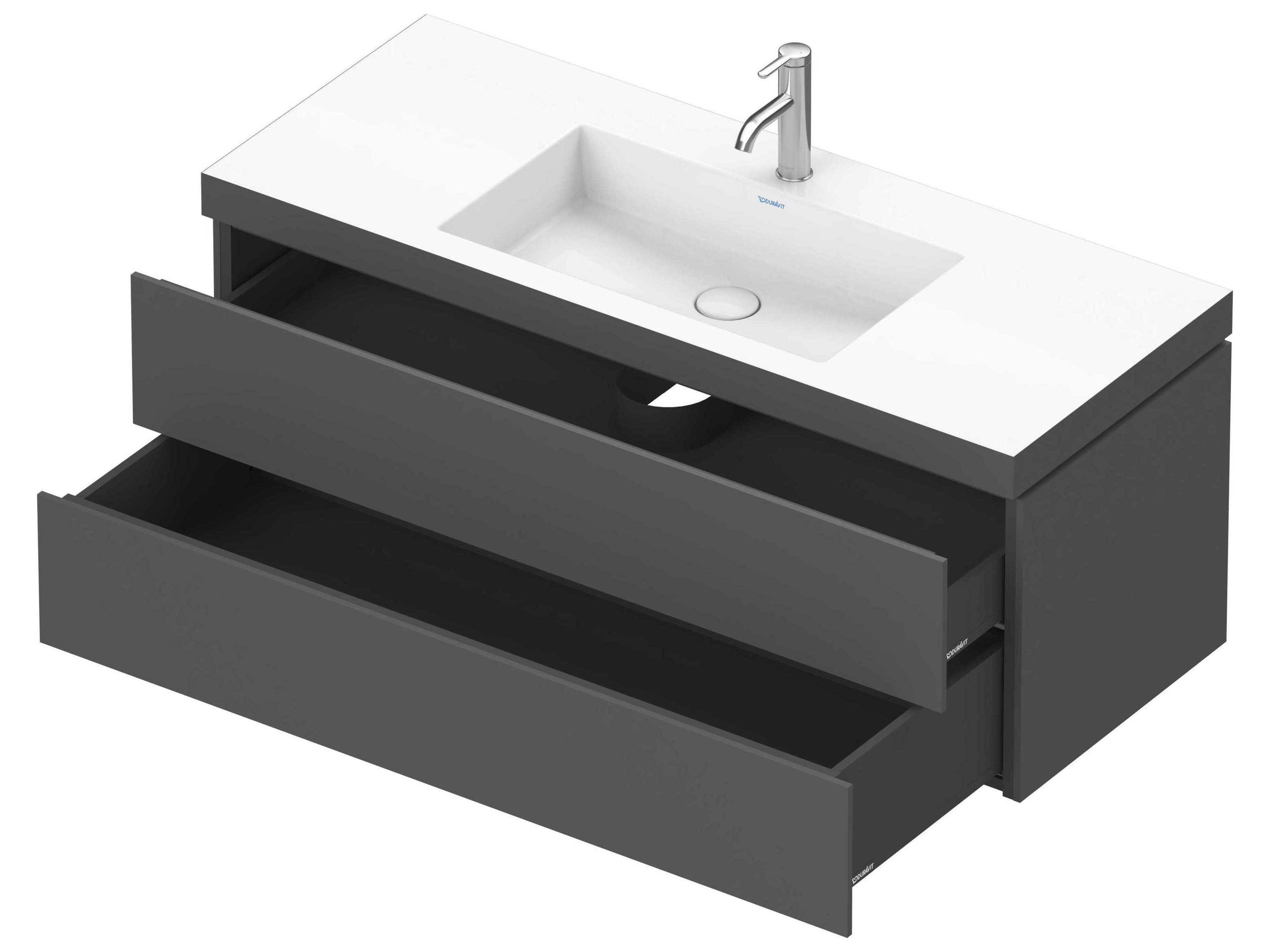 Duravit L-cube 47'' Two Drawer Graphite Matt Wall-Mounted Vanity Unit