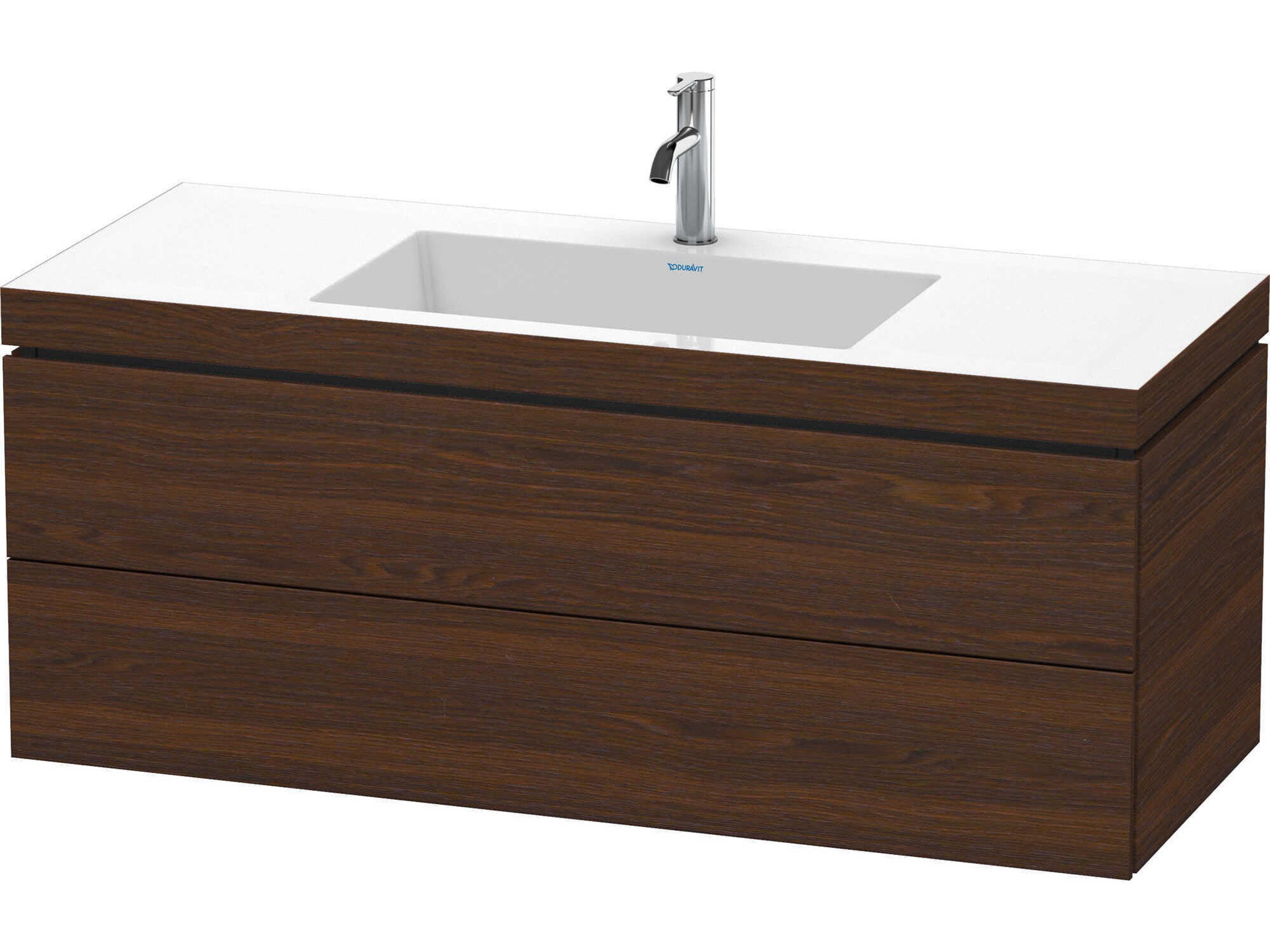 L-cube 47'' Two Walnut (Brushed) Matt Wall-Mounted Vanity Unit