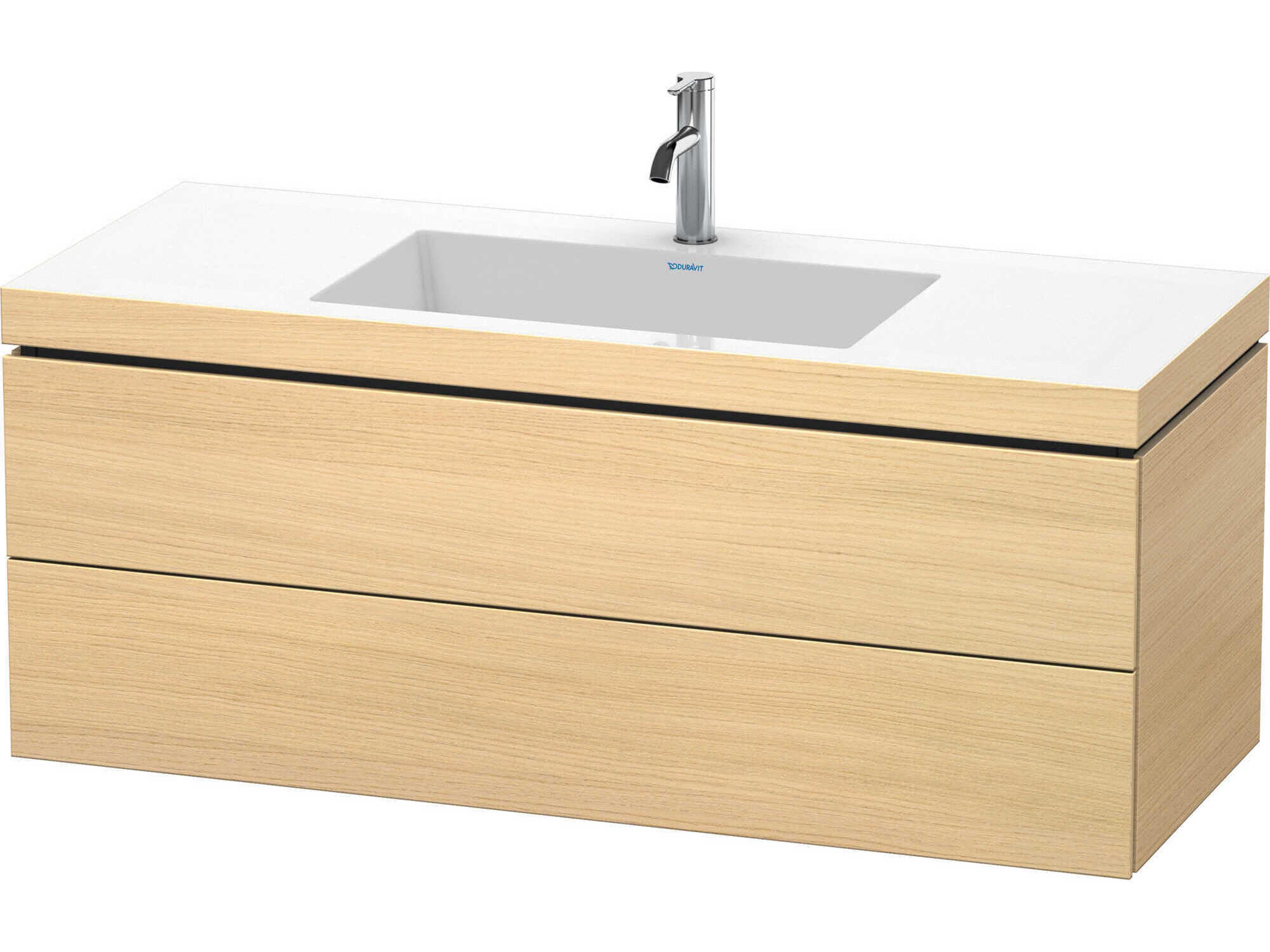 L-cube 47'' Two Drawer Mediterranean Oak Matt Wall-Mounted Vanity Unit